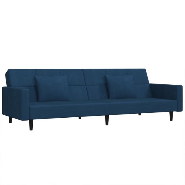 vidaXL Sofa Schlafsofa 2-Sitzer mit 2 Kissen Blau Samt günstig online kaufen