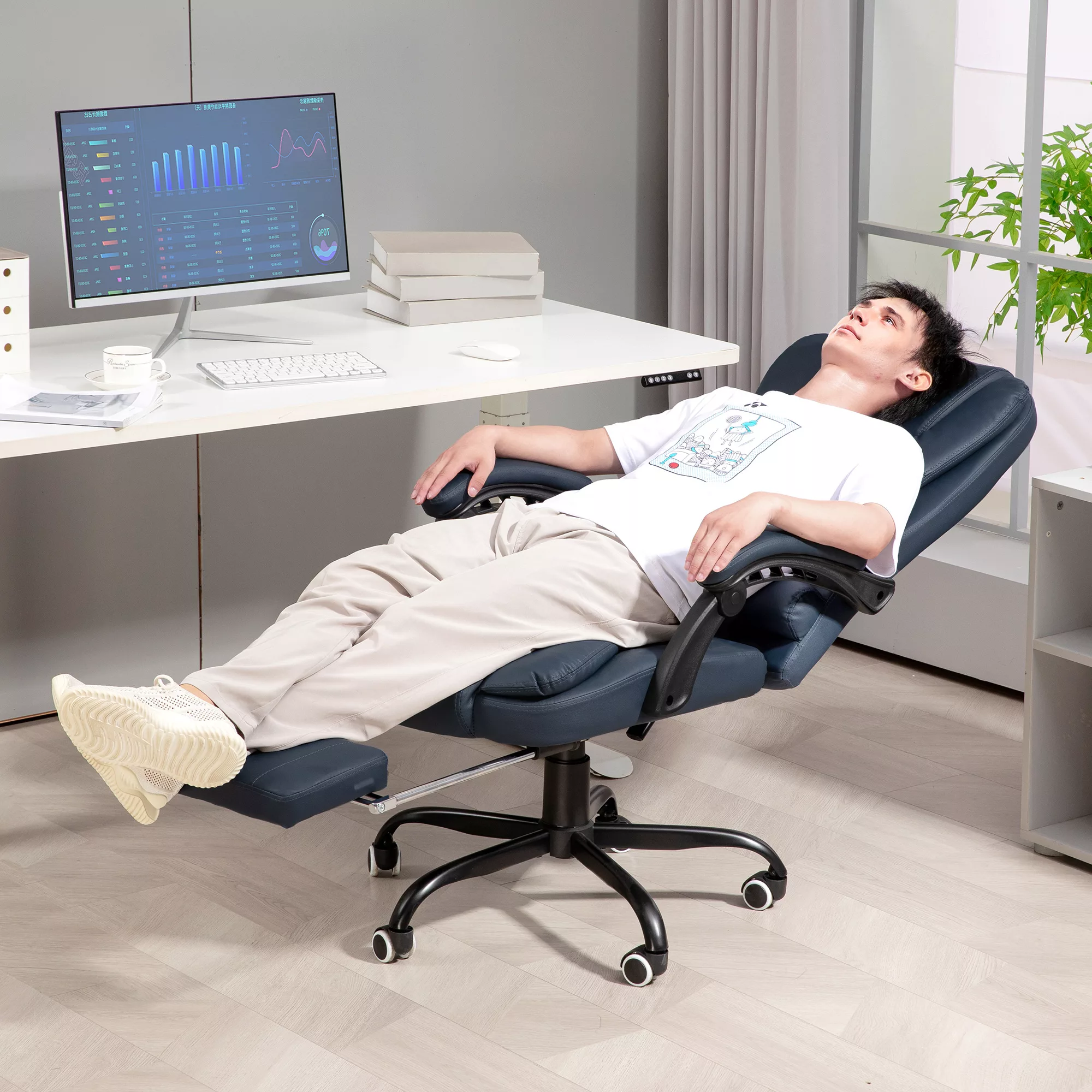 Vinsetto Bürostuhl mit 7 Punkt Massage, ergonomischer Bürosessel mit Liegef günstig online kaufen