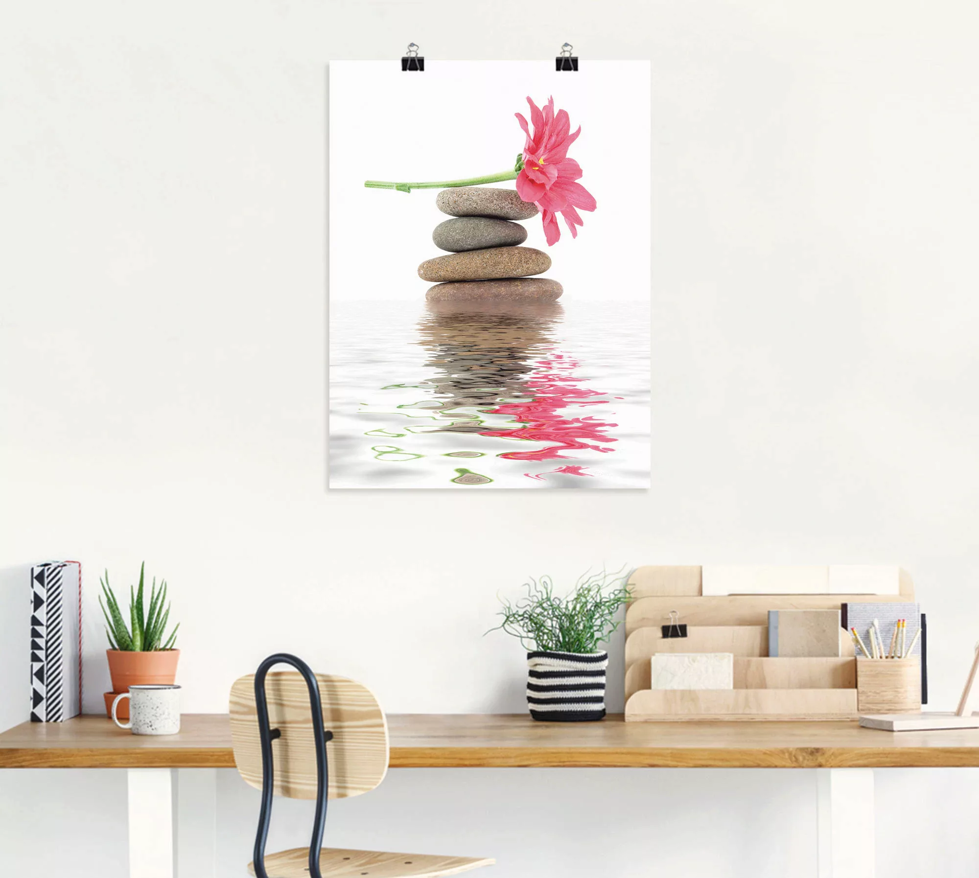 Artland Wandbild "Zen Spa Steine mit Blumen I", Zen, (1 St.), als Leinwandb günstig online kaufen