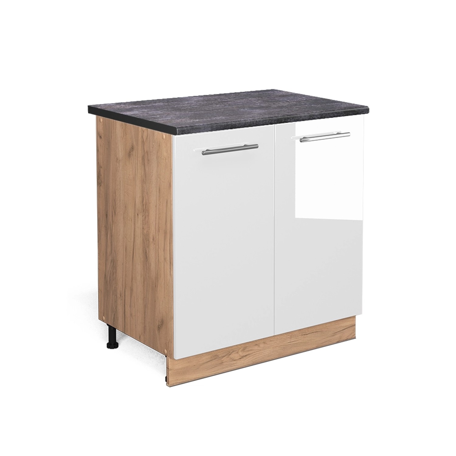 Vicco Spülenunterschrank Fame-Line Weiß Hochglanz/Goldkraft Eiche 80 cm mit günstig online kaufen