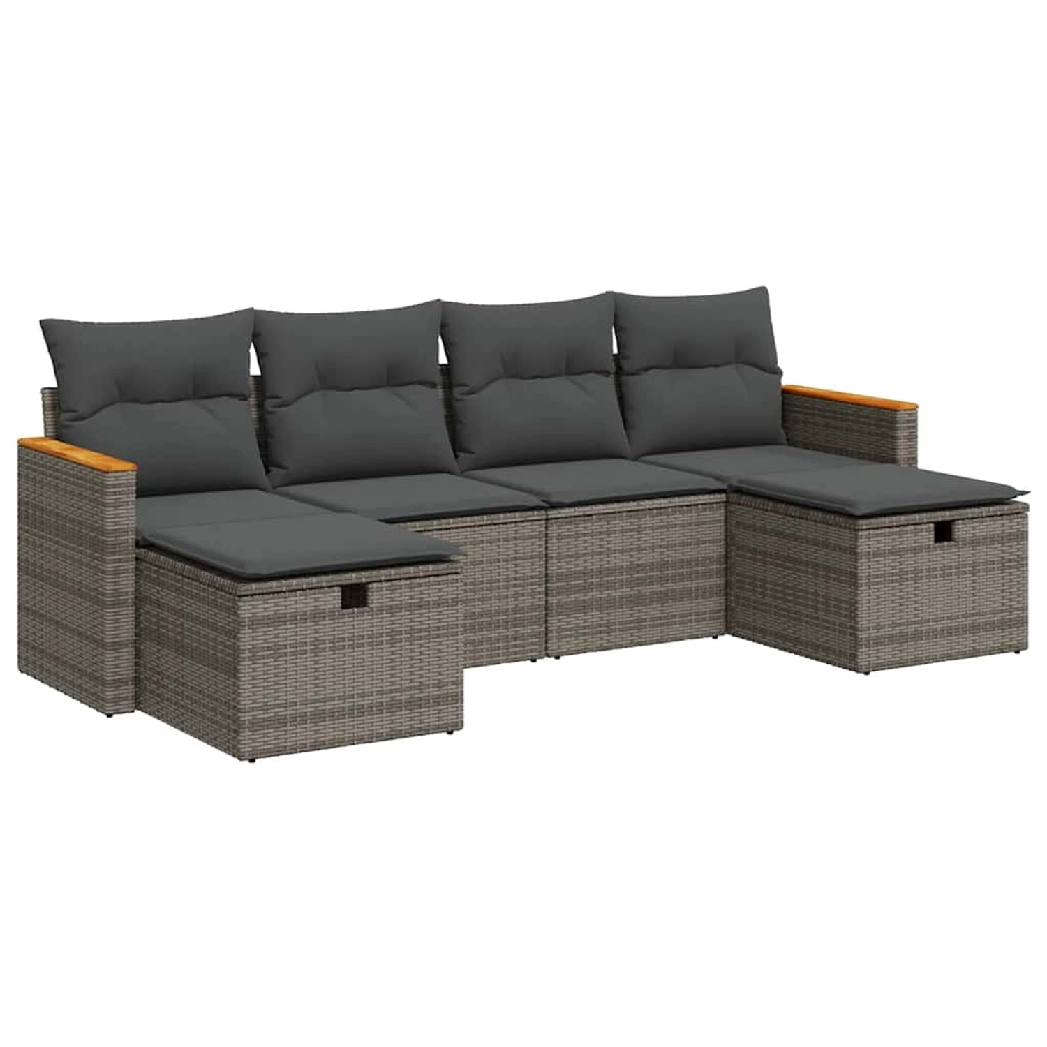 vidaXL 6-Tlg Garten-Sofagarnitur mit Kissen Grau Poly Rattan 3325945 günstig online kaufen