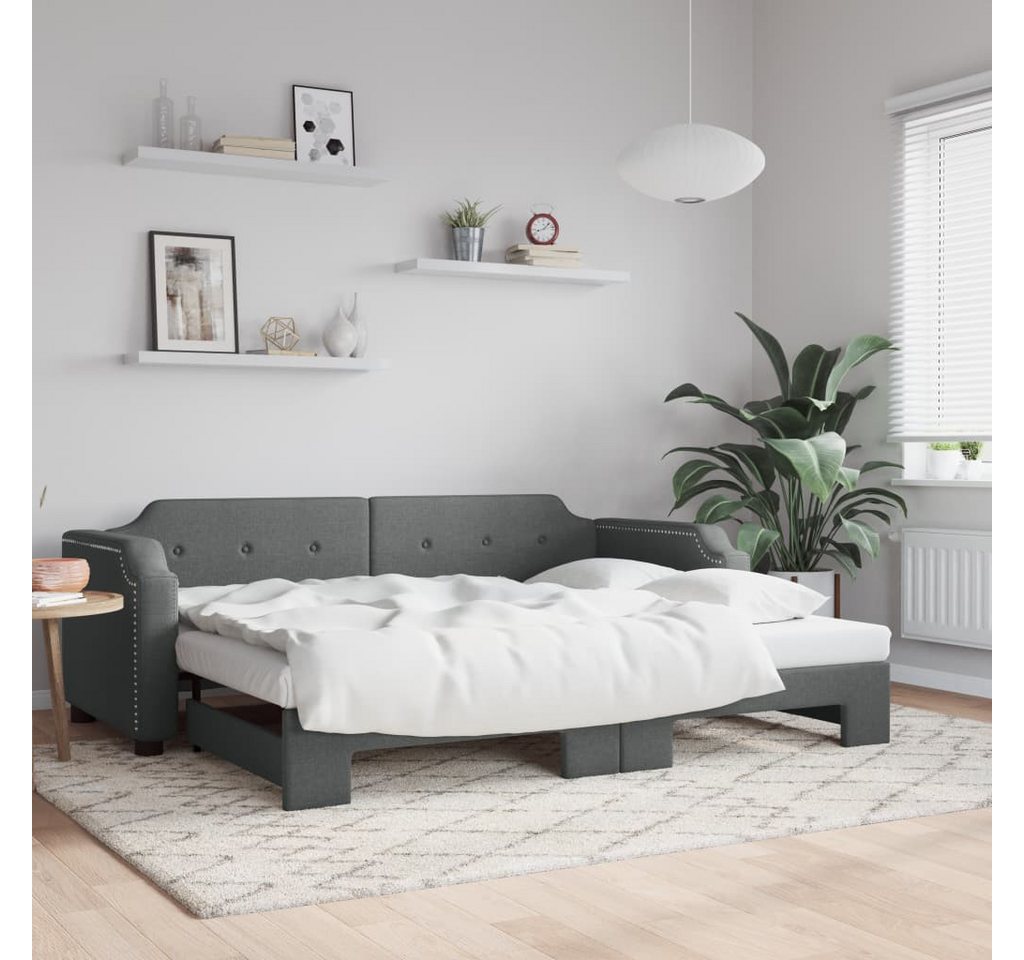 vidaXL Gästebett Gästebett Tagesbett Ausziehbar Dunkelgrau 80x200 cm Stoff günstig online kaufen