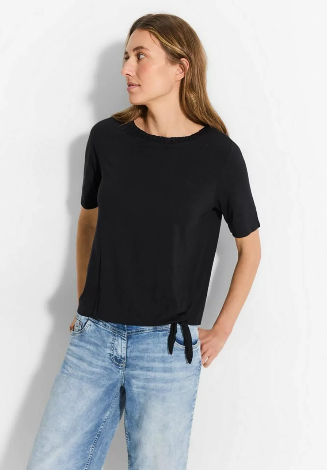 Cecil T-Shirt mit gerafftem U-Boot-Ausschnitt günstig online kaufen