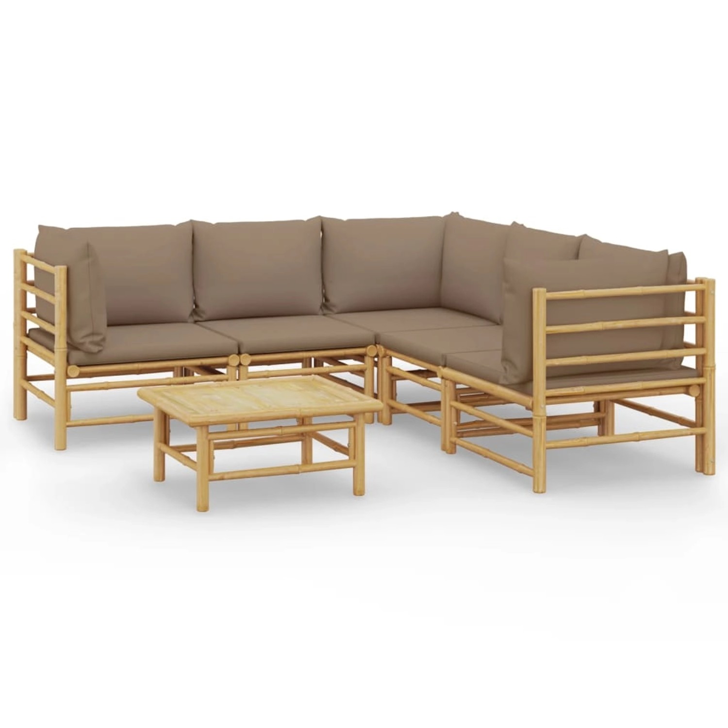 Vidaxl 6-tlg. Garten-lounge-set Mit Kissen Taupe Bambus günstig online kaufen