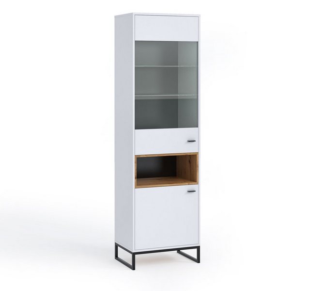 Furnix Standvitrine RELIO WIT60 Vitrine mit Metallgestell Weiß oder Artisan günstig online kaufen