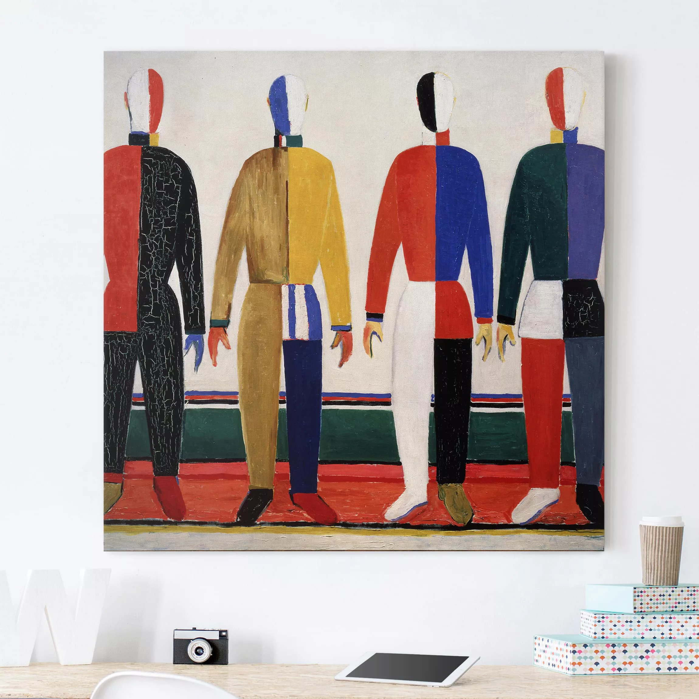 Leinwandbild Kunstdruck - Quadrat Kasimir Malewitsch - Die Sportler günstig online kaufen