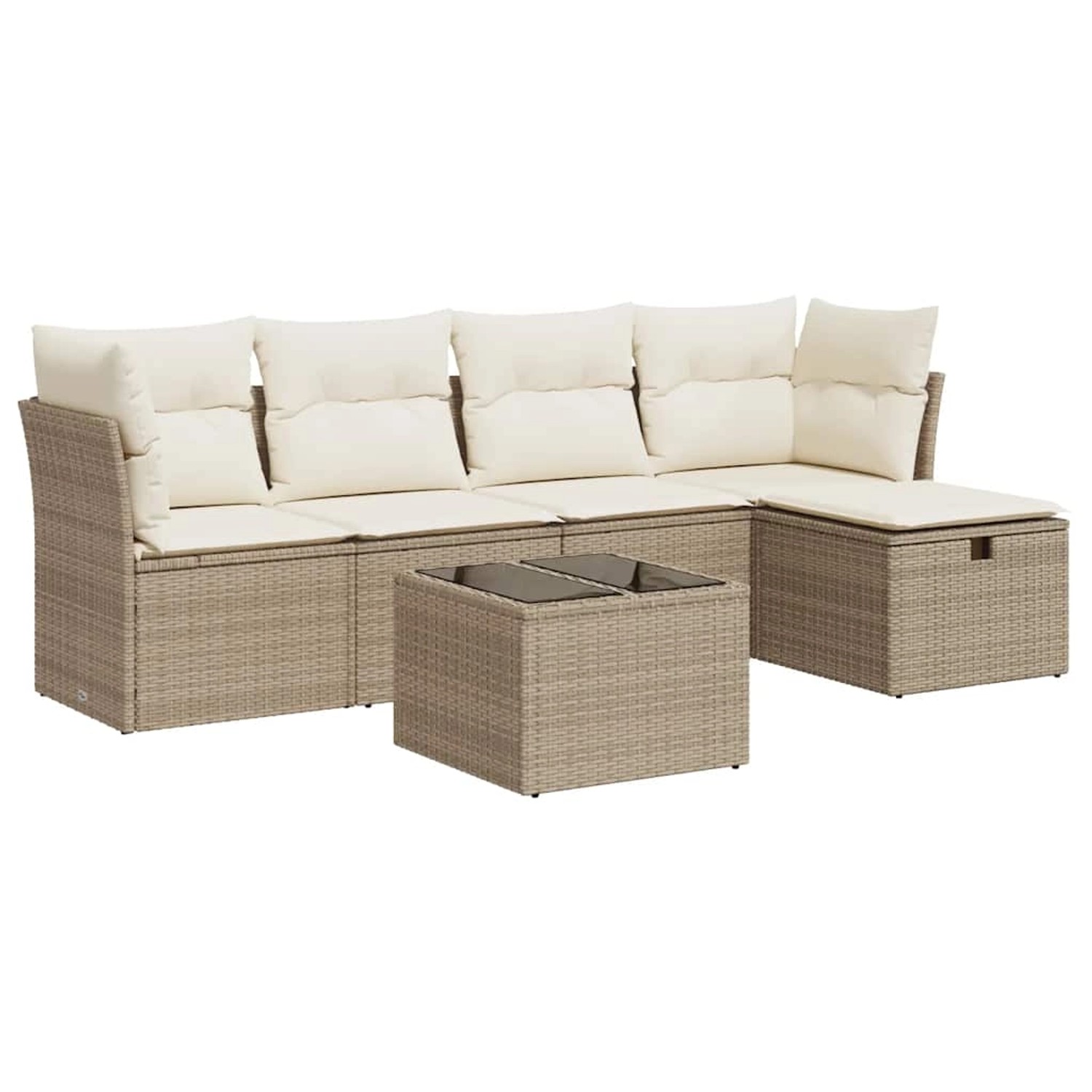 vidaXL 6-Tlg Garten-Sofagarnitur mit Kissen Beige Poly Rattan 3325274 günstig online kaufen