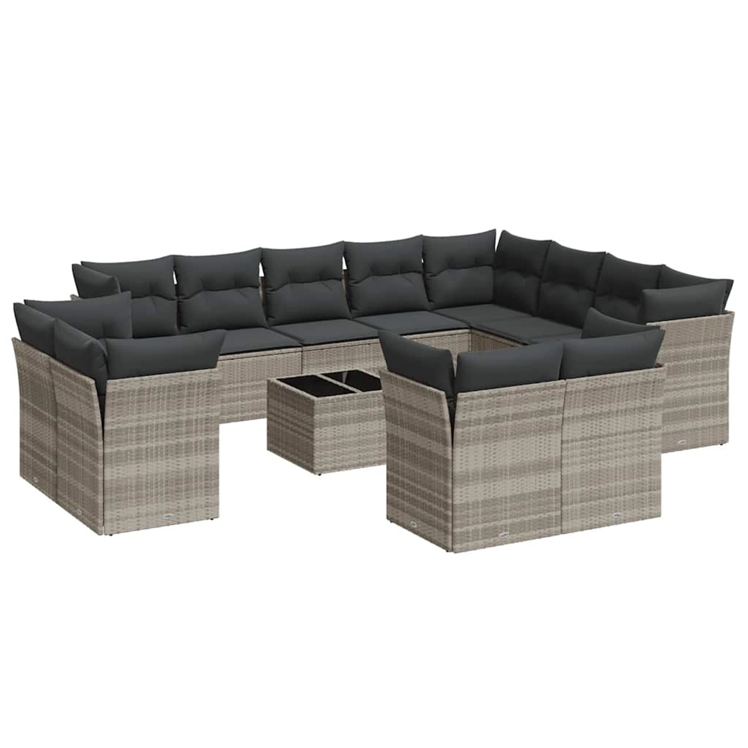 vidaXL 13-Tlg Garten-Sofagarnitur mit Kissen Hellgrau Poly Rattan 3218542 günstig online kaufen