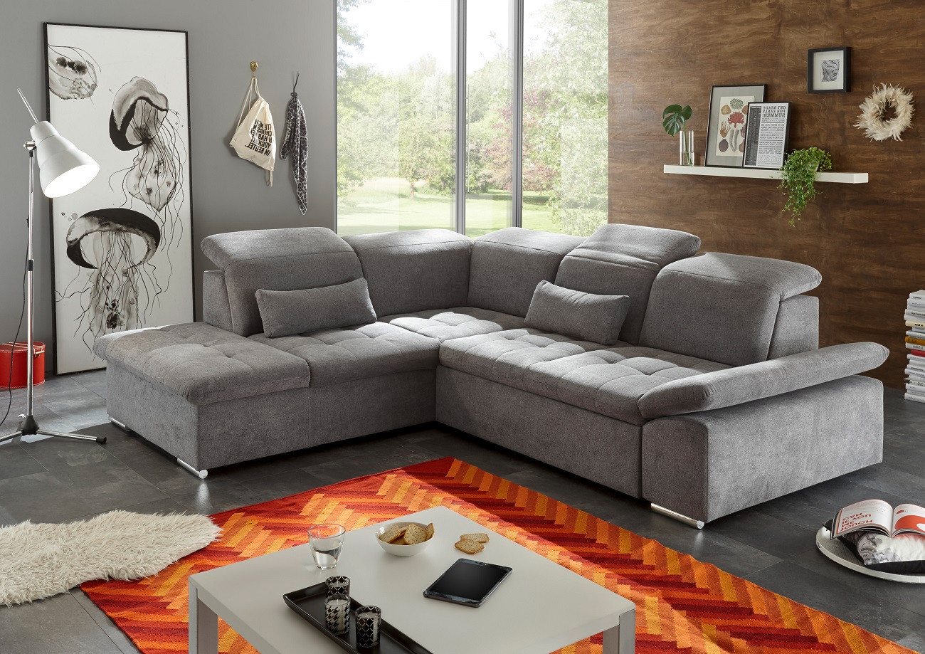 ED EXCITING DESIGN Ecksofa Wayne, mit Schlaffunktion & Bettkasten, 2x Niere günstig online kaufen