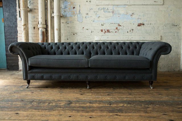 Xlmoebel Sofa Chesterfield Stoff Leder Sofa Couch mit großem Sitzpolster in günstig online kaufen