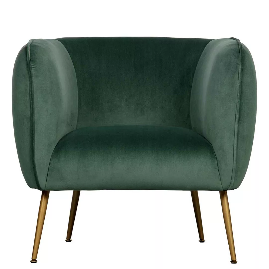 Lounge Sessel mit Samtbezug Grün Gestell in Gold günstig online kaufen