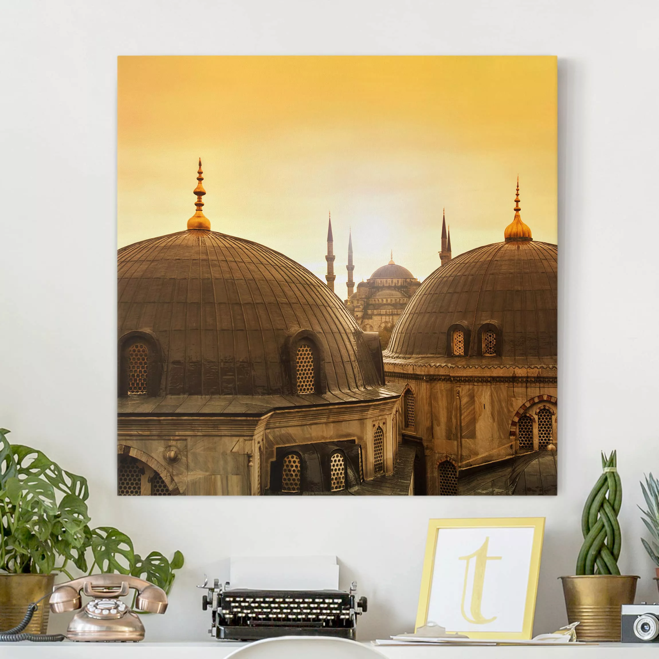 Leinwandbild Architektur & Skyline - Quadrat Über den Dächern von Istanbul günstig online kaufen