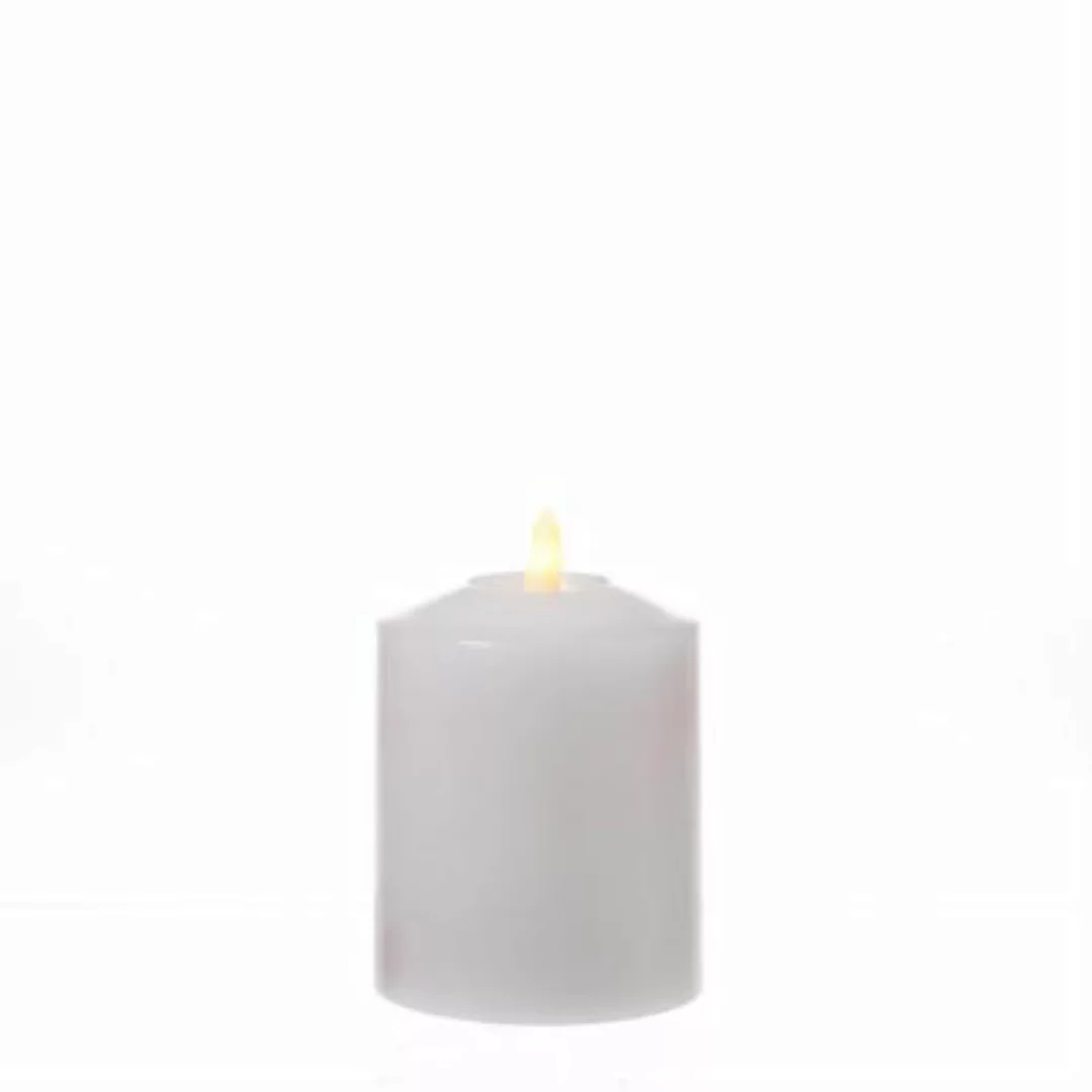 MARELIDA LED Kerze Echtwachs flackernd D: 7,5cm H: 11,5cm weiß günstig online kaufen