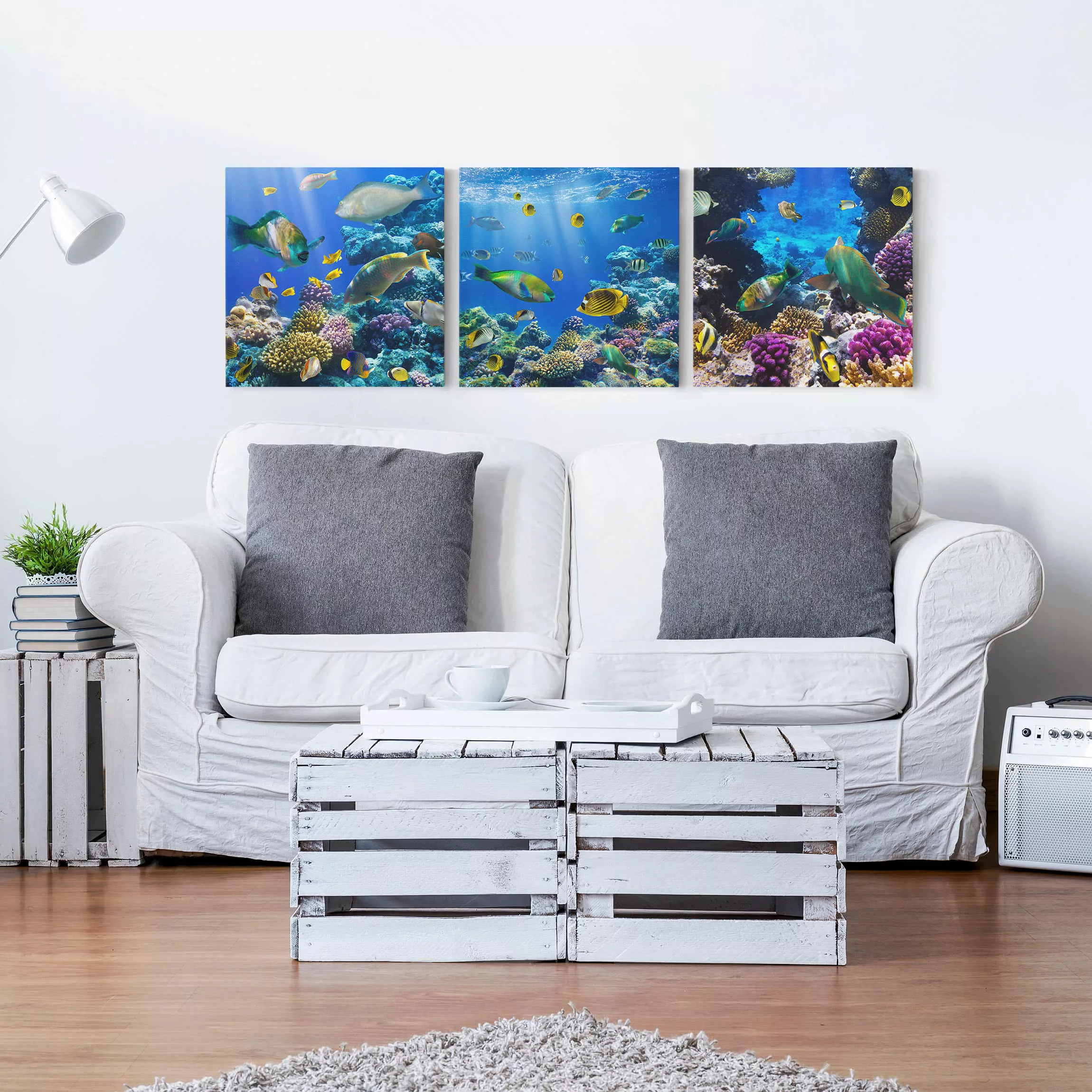 3-teiliges Leinwandbild - Quadrat Underwater Trio günstig online kaufen