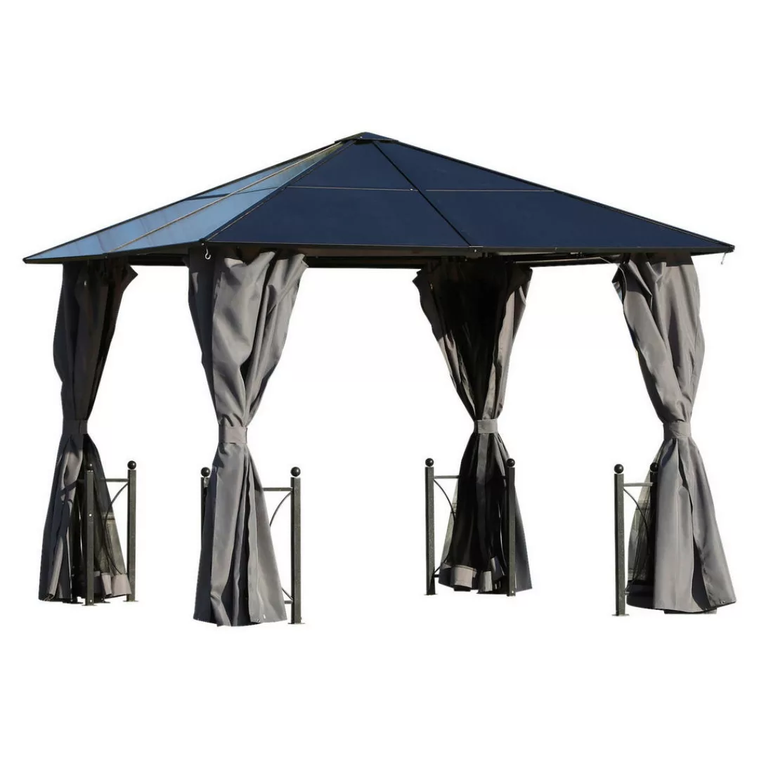 Outsunny Gartenpavillon mit PC Dach schwarz/grau günstig online kaufen