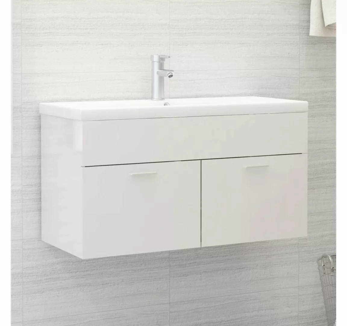 vidaXL Badezimmerspiegelschrank Waschbeckenunterschrank mit Einbaubecken Ho günstig online kaufen