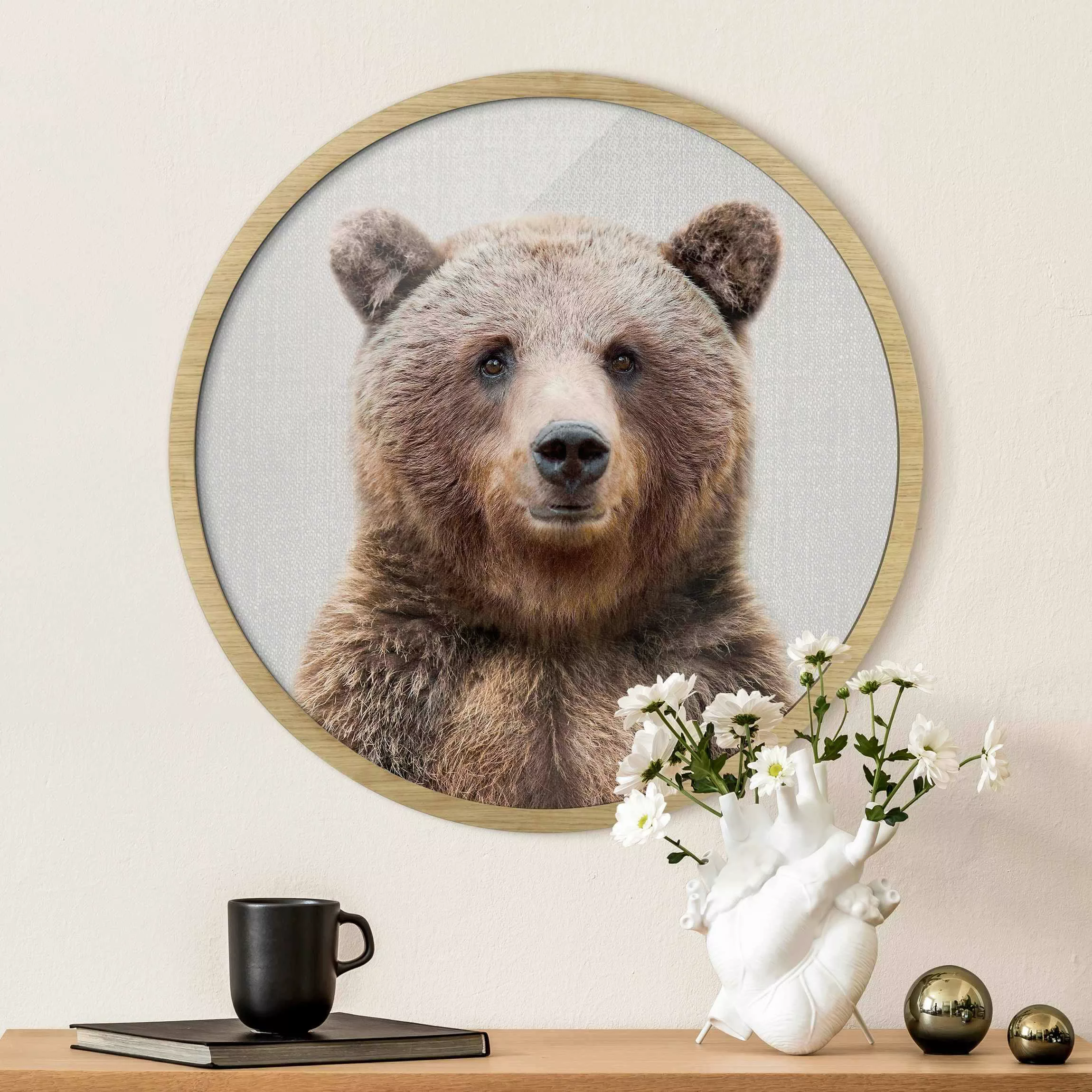 Rundes Gerahmtes Bild Grizzlybär Gustel günstig online kaufen