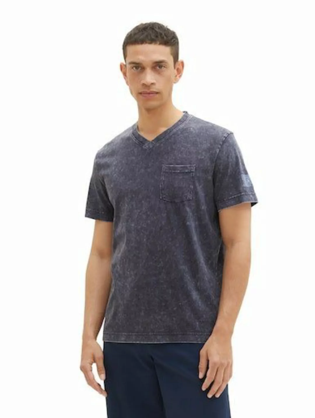 TOM TAILOR V-Shirt mit kleiner Brusttasche und ässiger lWaschung günstig online kaufen