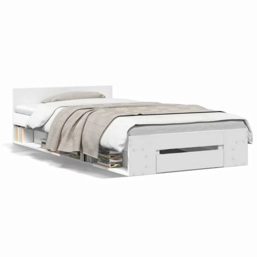 vidaXL Bett Bettgestell mit Schublade Weiß 90x190 cm Holzwerkstoff günstig online kaufen