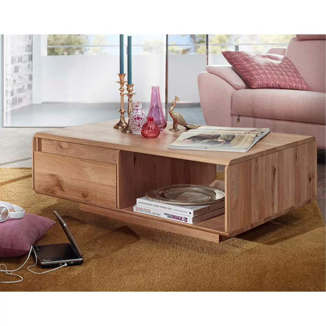 Wohnzimmer Couchtisch aus Wildeiche Massivholz 110 cm breit günstig online kaufen