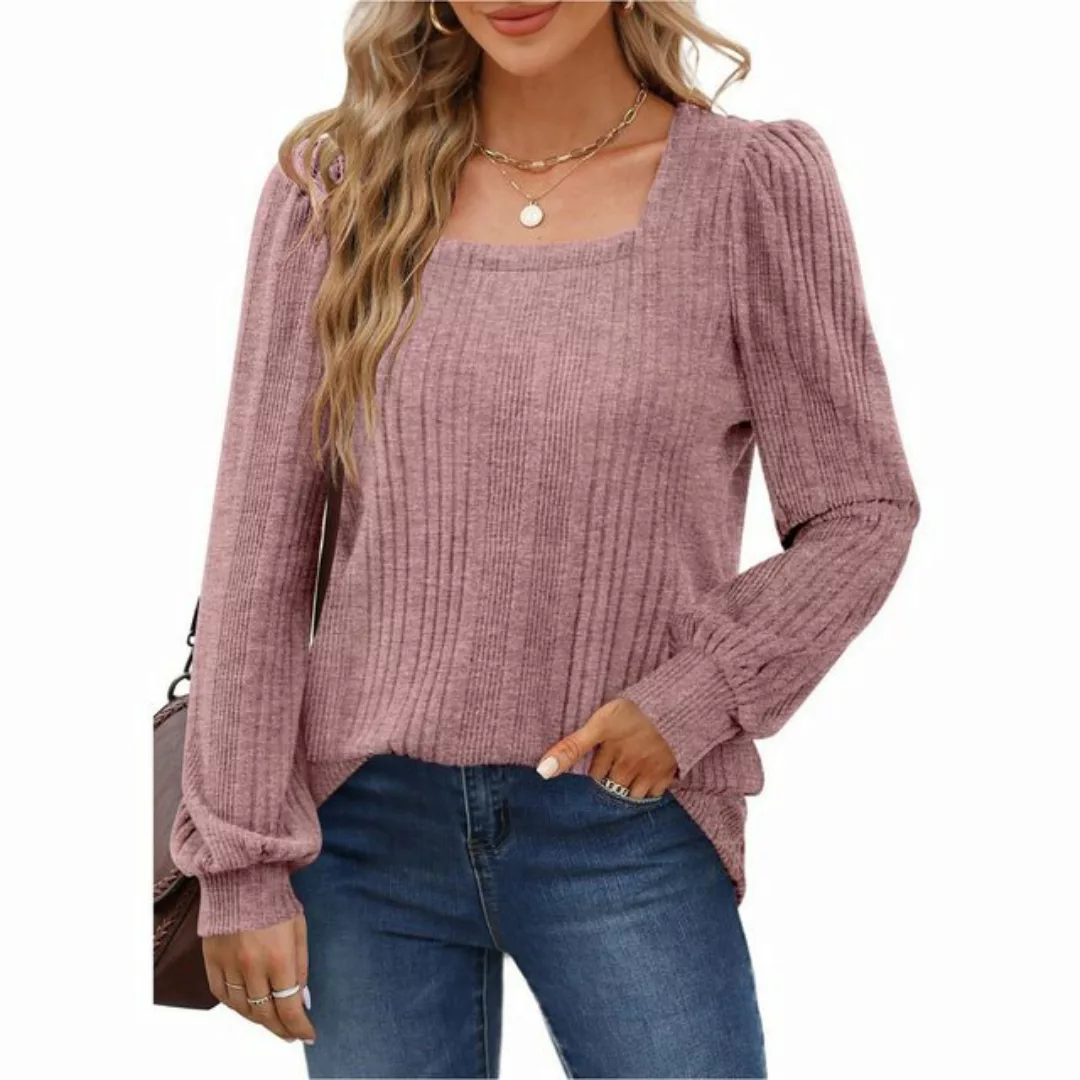 Zoclack Strickpullover Pullover Damen Langarmshirt Eckiger Ausschnitt Lässi günstig online kaufen