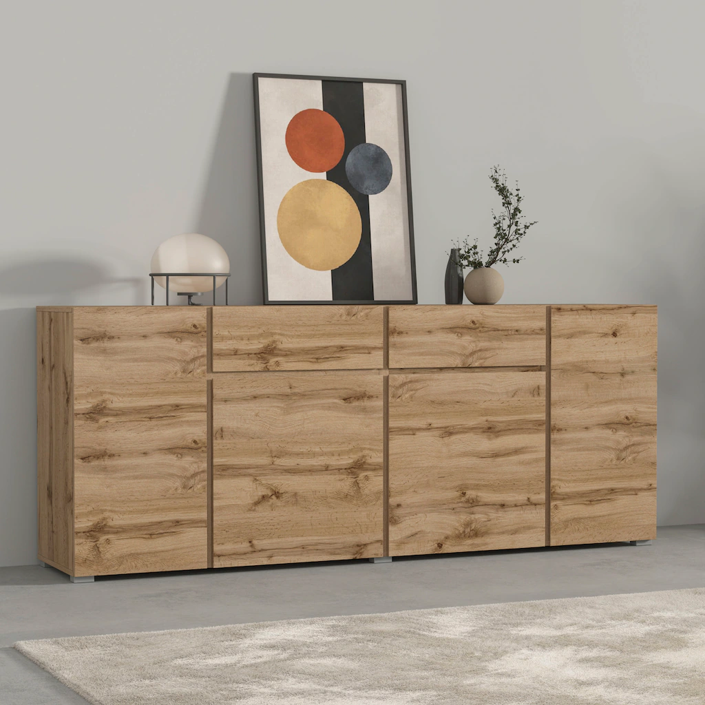 INOSIGN Sideboard "Asymetric, Breite 195 cm, grifflose Kommode 4 Türen/2 Sc günstig online kaufen