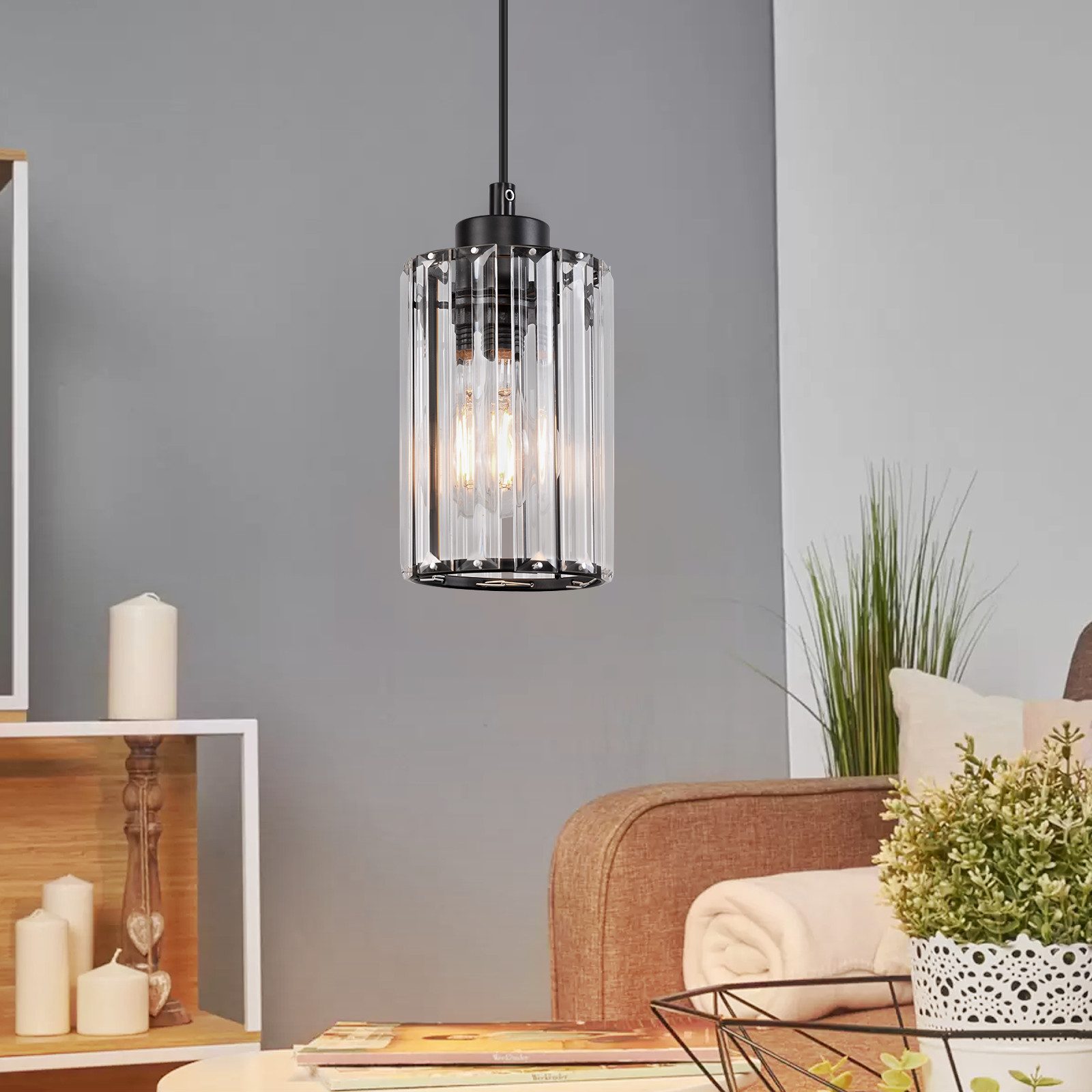 Nettlife Pendelleuchte Kristall Esstisch Schwarz Modern günstig online kaufen
