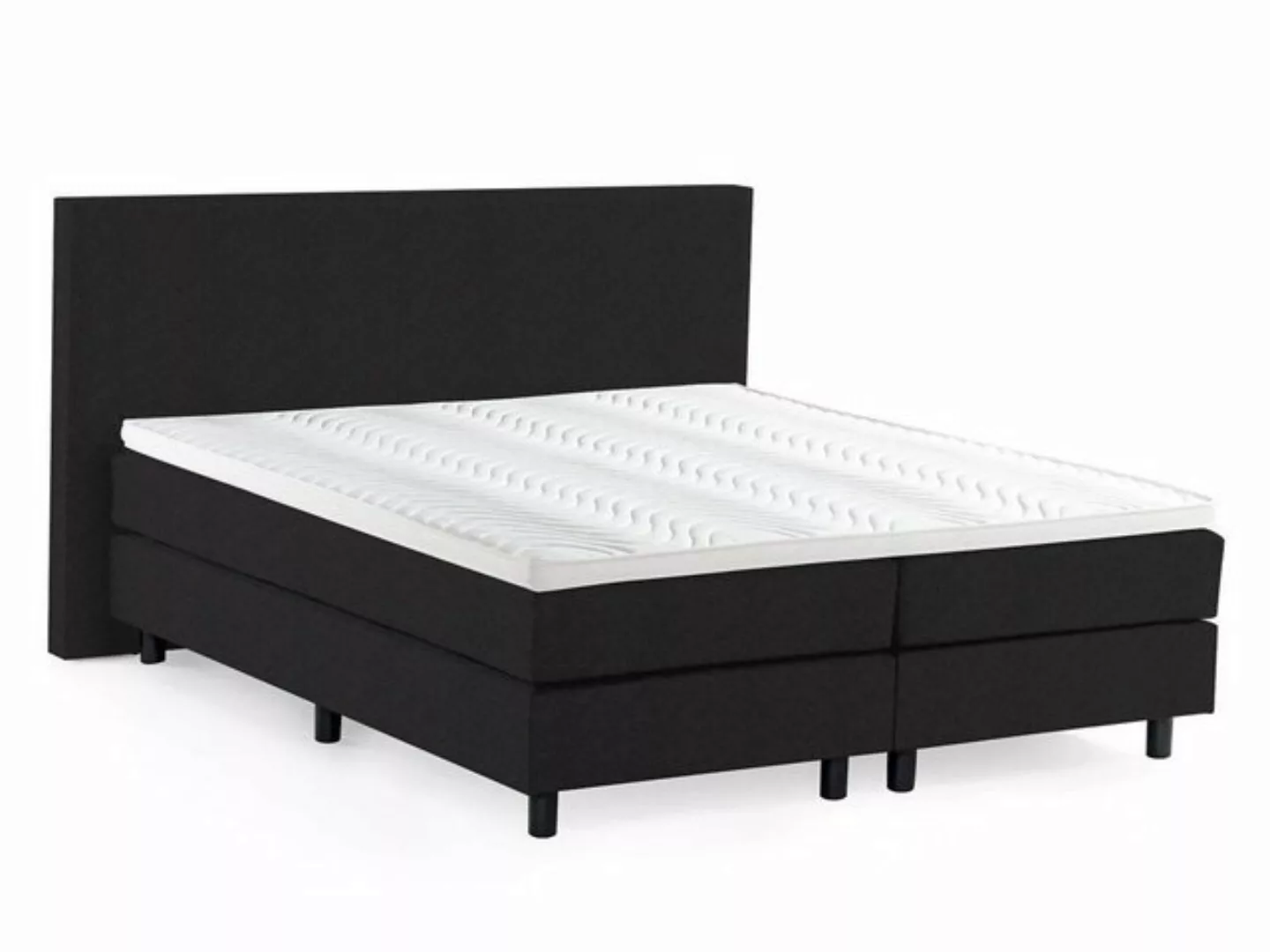 WohnenRoyal Boxspringbett Boxspringbett Network Schwarz Gewebestoff - 140x2 günstig online kaufen