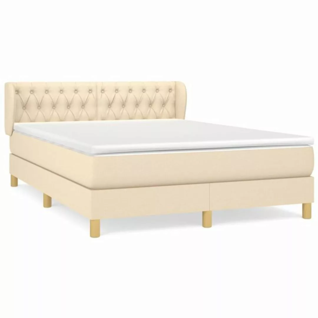 vidaXL Boxspringbett Boxspringbett mit Matratze Creme 140x200 cm Stoff Bett günstig online kaufen