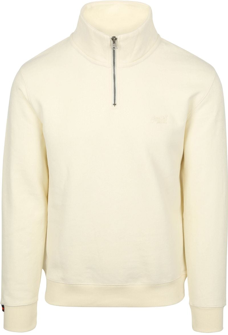 Superdry Half Zip Pullover Henley Essential Ecru - Größe L günstig online kaufen