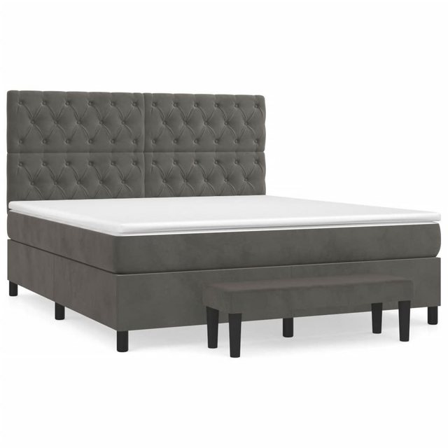 vidaXL Bettgestell Boxspringbett mit Matratze Dunkelgrau 160x200 cm Samt Be günstig online kaufen