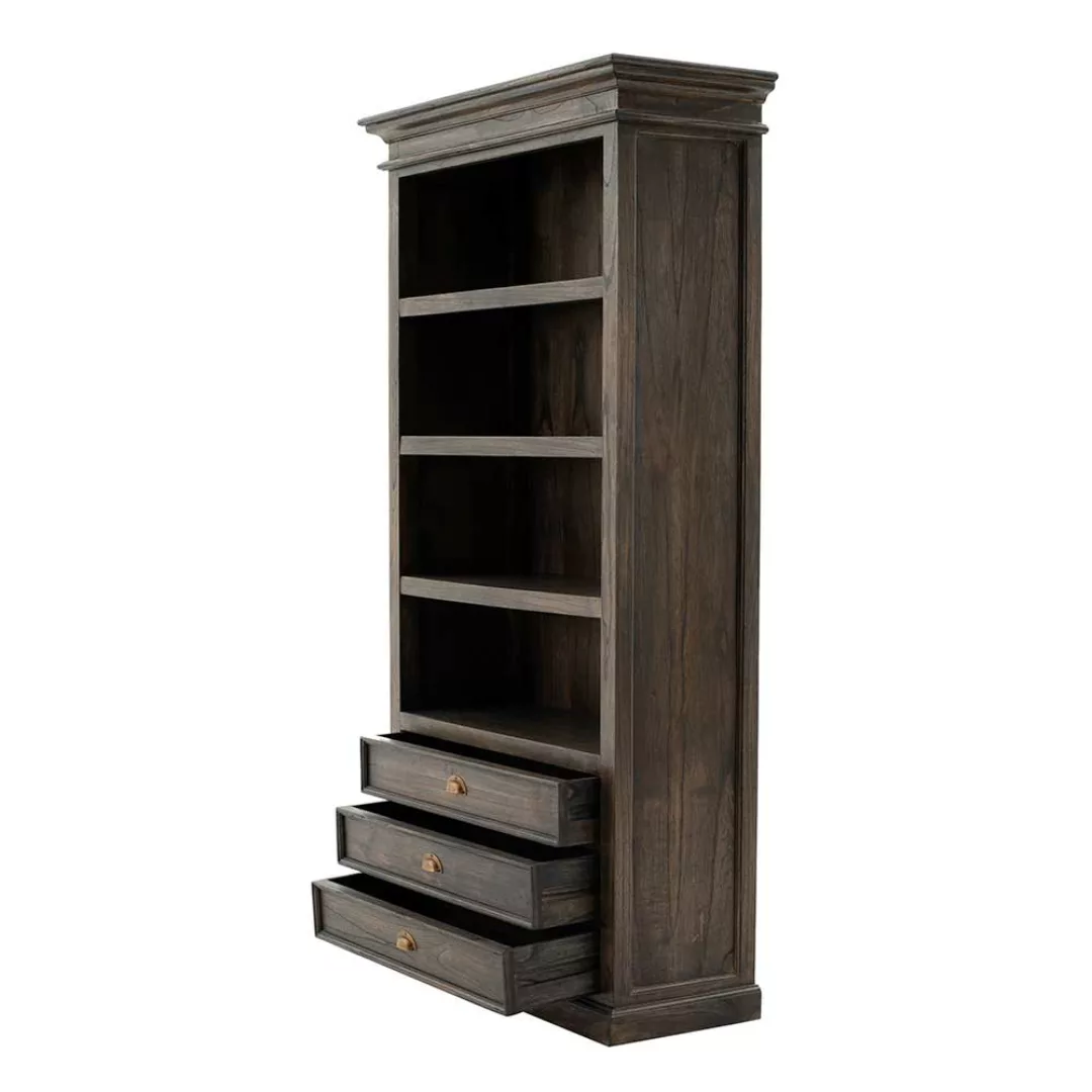 Kolonial Bücherregal in Holz Black Wash 190 cm hoch günstig online kaufen