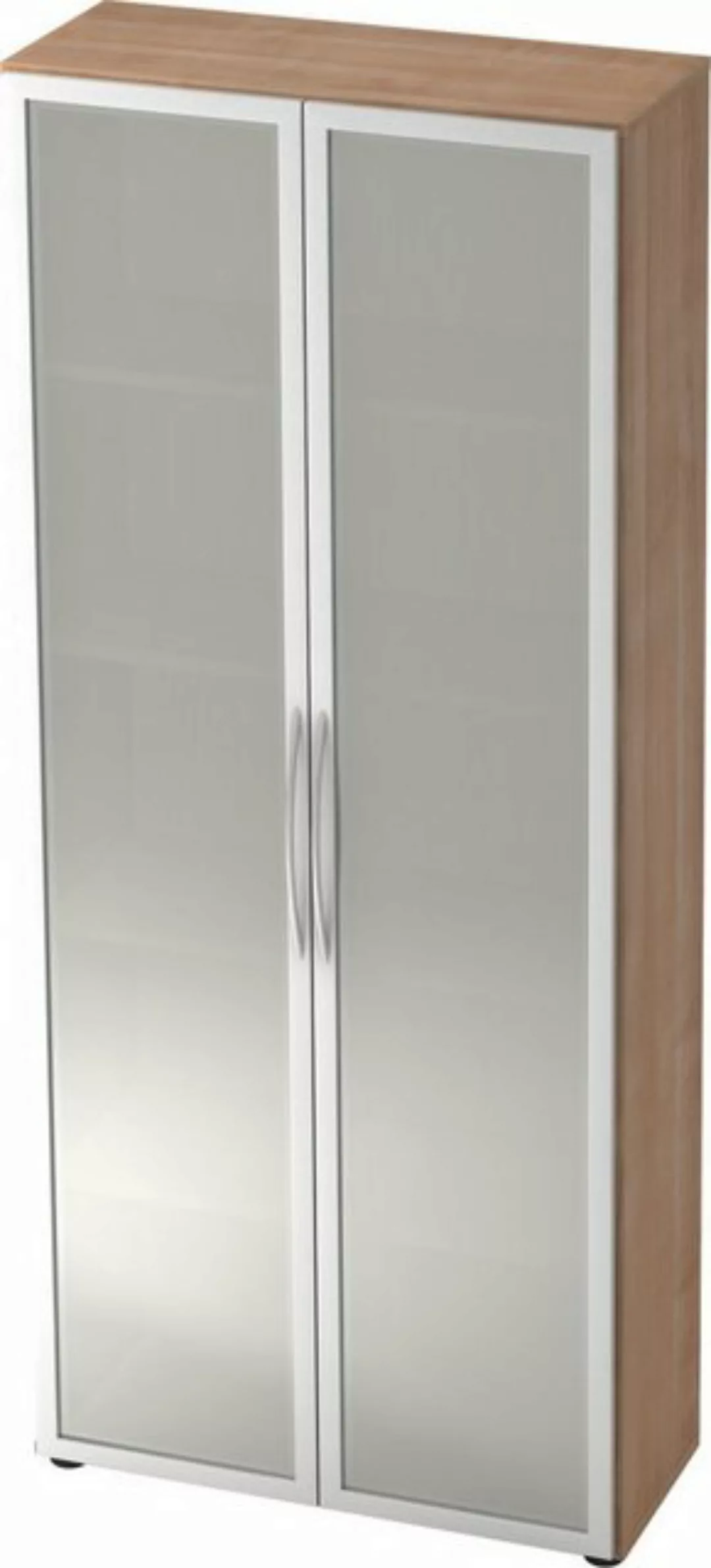 Aktenschrank Glastürenschrank Basic 5 OH BxTxH 80x33x188cm Griff BM Nussbau günstig online kaufen