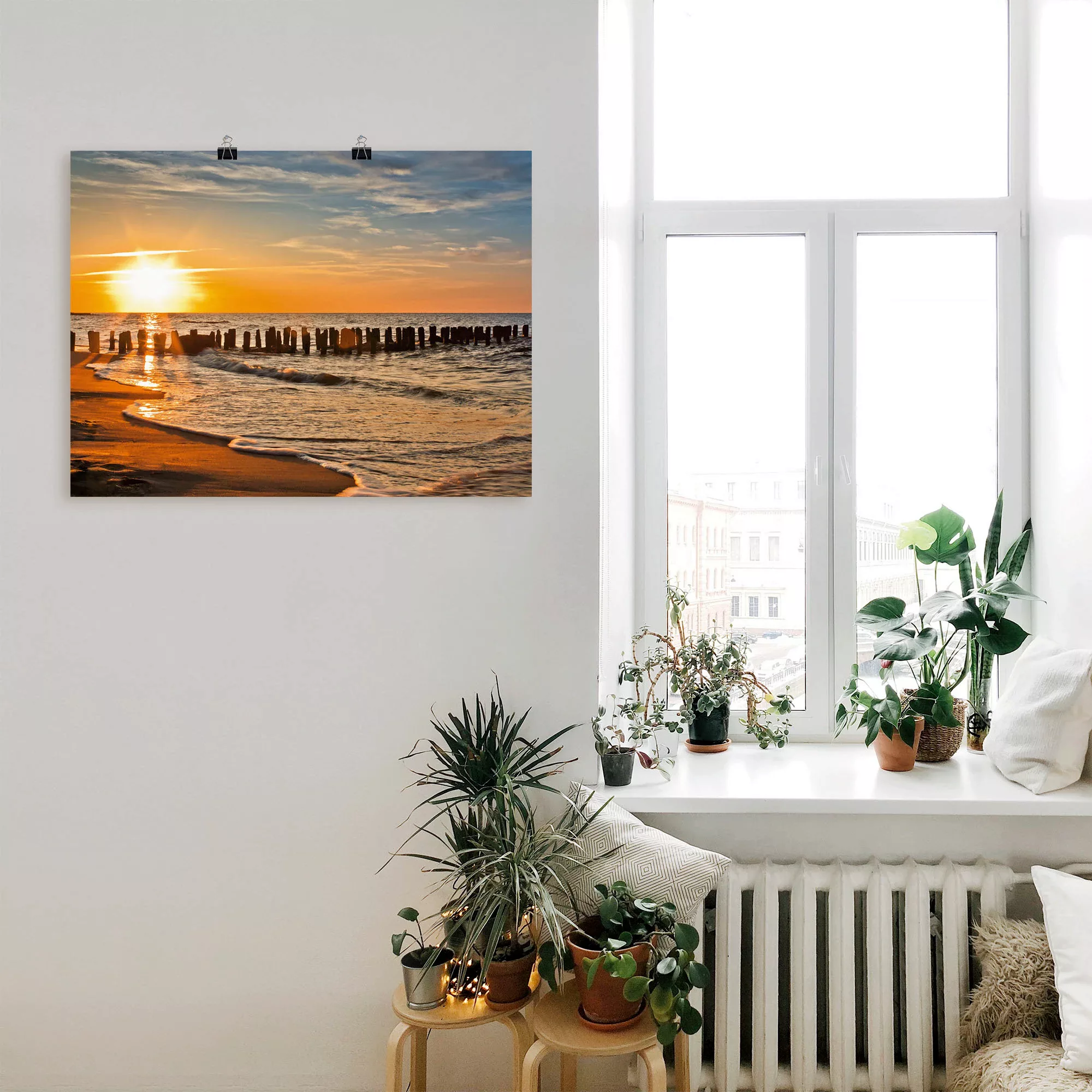 Artland Wandbild "Schöner Sonnenuntergang am Strand", Strand, (1 St.), als günstig online kaufen