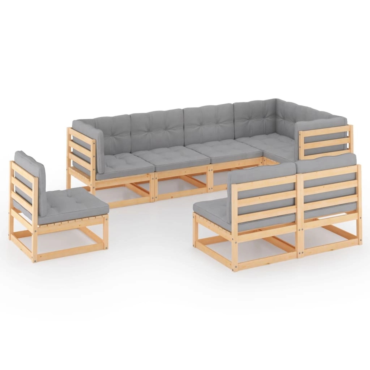 8-tlg. Garten-lounge-set Mit Kissen Massivholz Kiefer günstig online kaufen