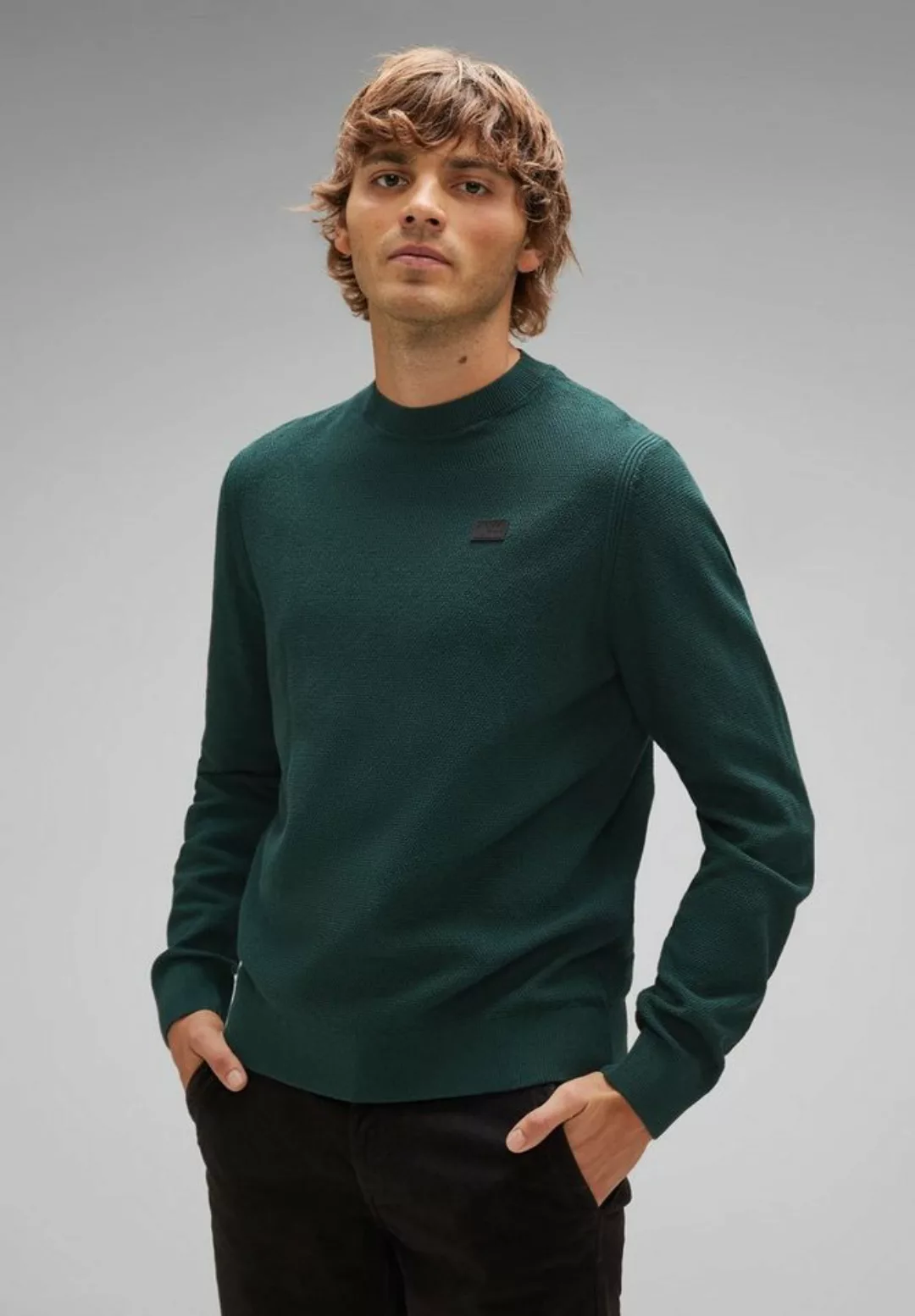 STREET ONE MEN Longpullover im soften Baumwoll-Mix günstig online kaufen