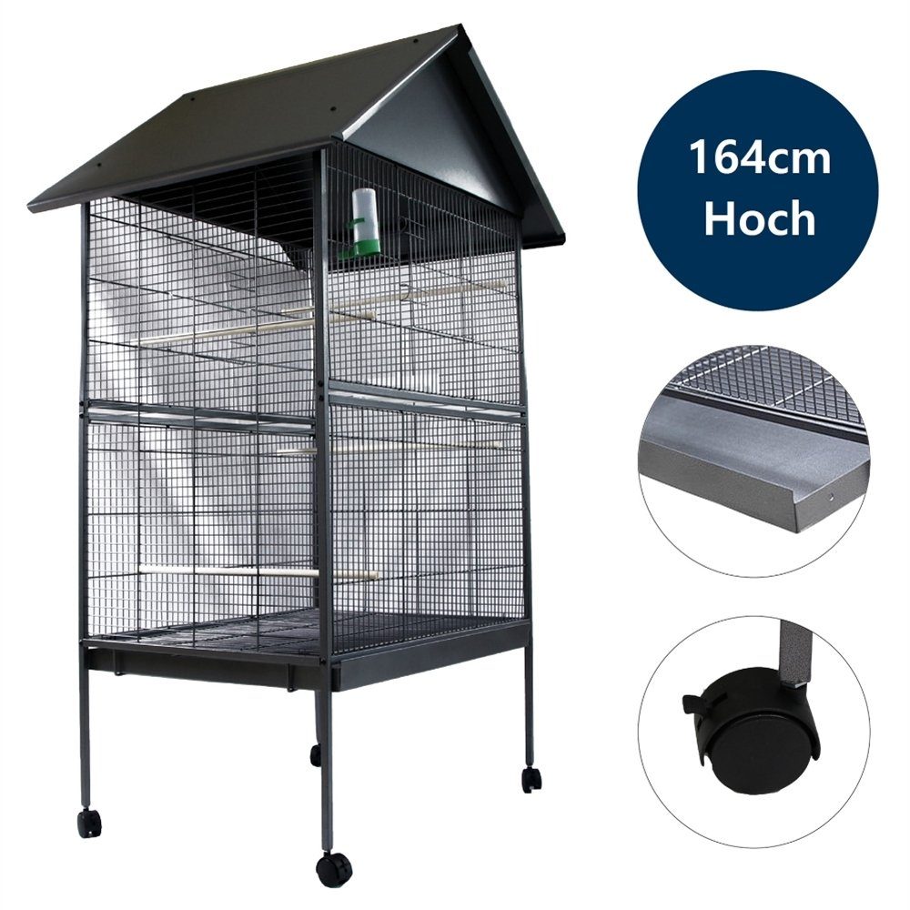 Feel2Home Vogelkäfig Vogelvoliere Grau XXL Voliere günstig online kaufen