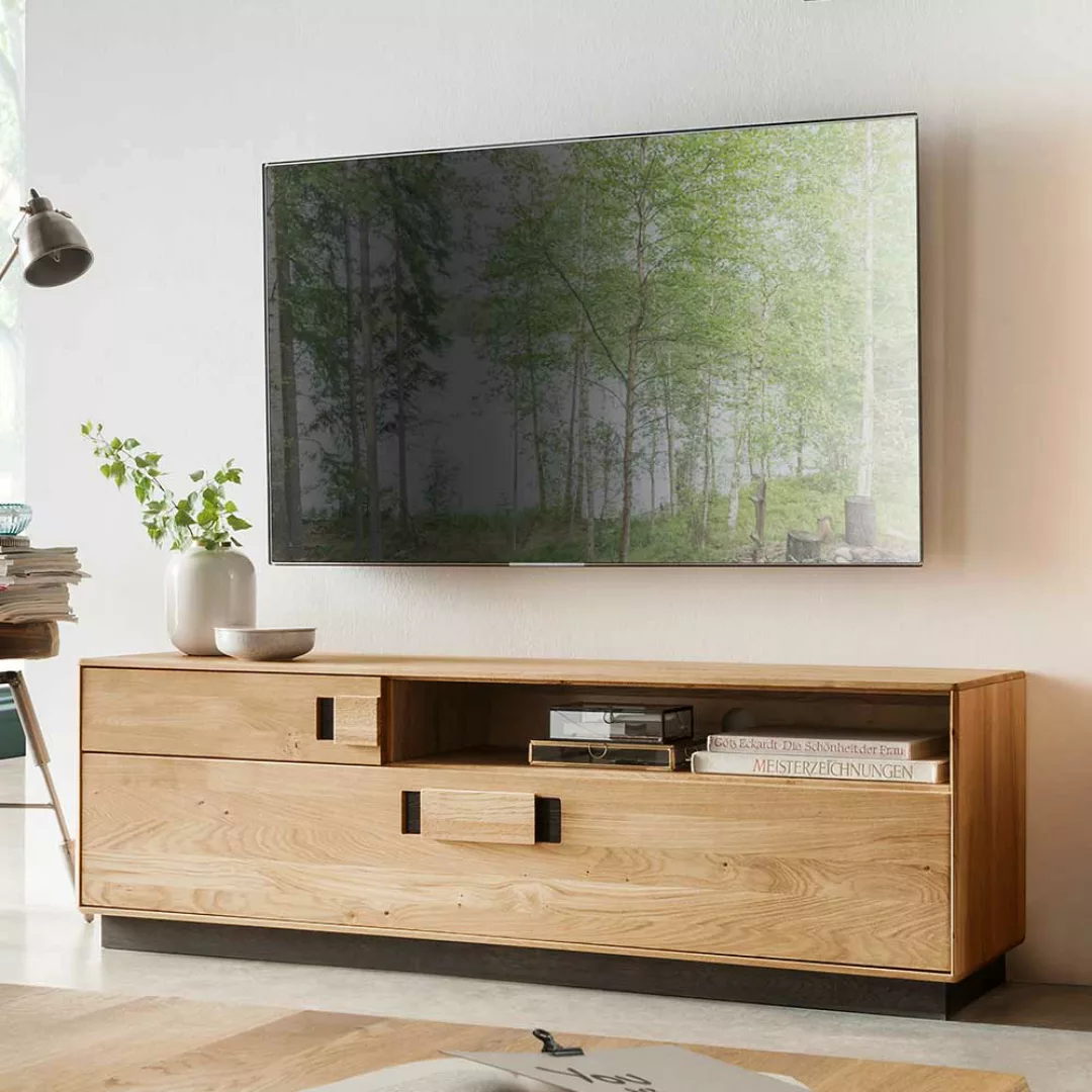Massives TV Lowboard aus Wildeiche und Eiche 155 cm breit günstig online kaufen