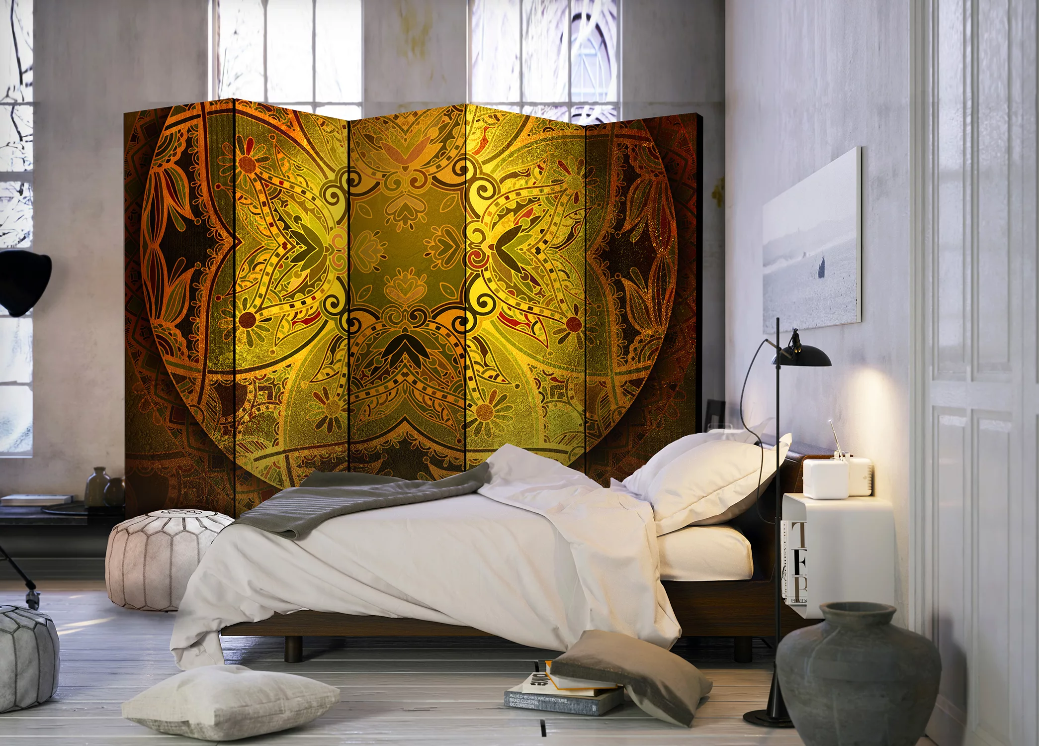 5-teiliges Paravent - Mandala: Golden Power Ii [room Dividers] günstig online kaufen