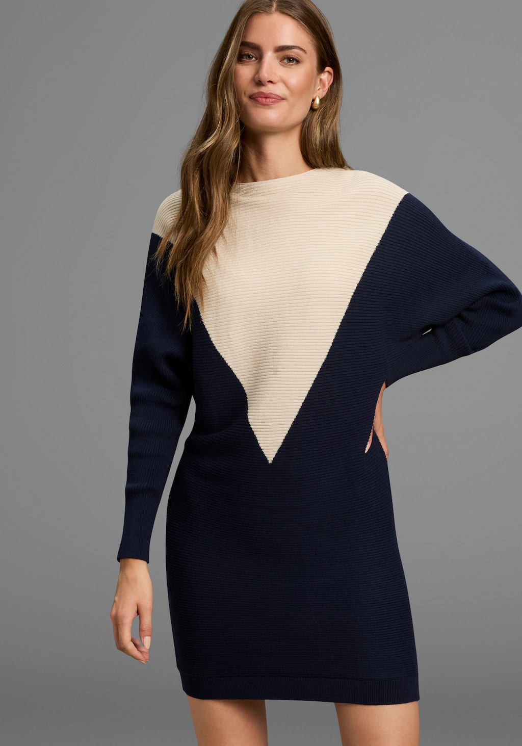 Laura Scott Strickkleid, zweifarbig, aus weicher Baumwollmisch-Qualität günstig online kaufen