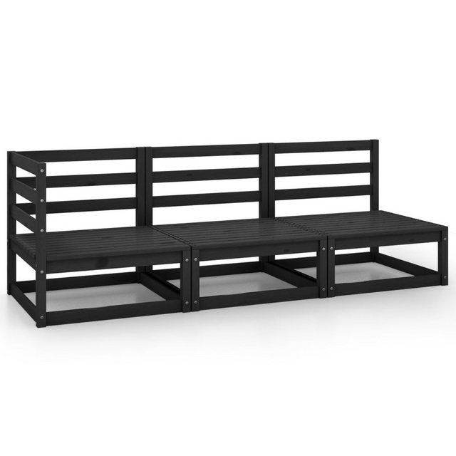 vidaXL Sofaelement 3-tlg. Garten-Lounge-Set Schwarz Massivholz Kiefer (1 St günstig online kaufen