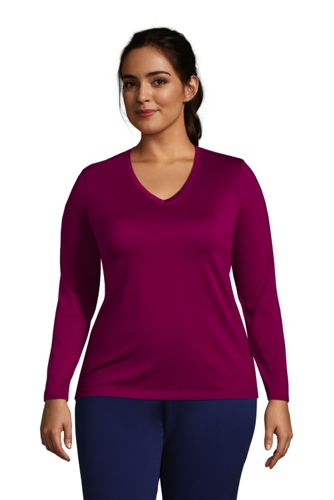 Supima Langarm-Shirt mit V-Ausschnitt in großen Größen, Damen, Größe: 48-50 günstig online kaufen