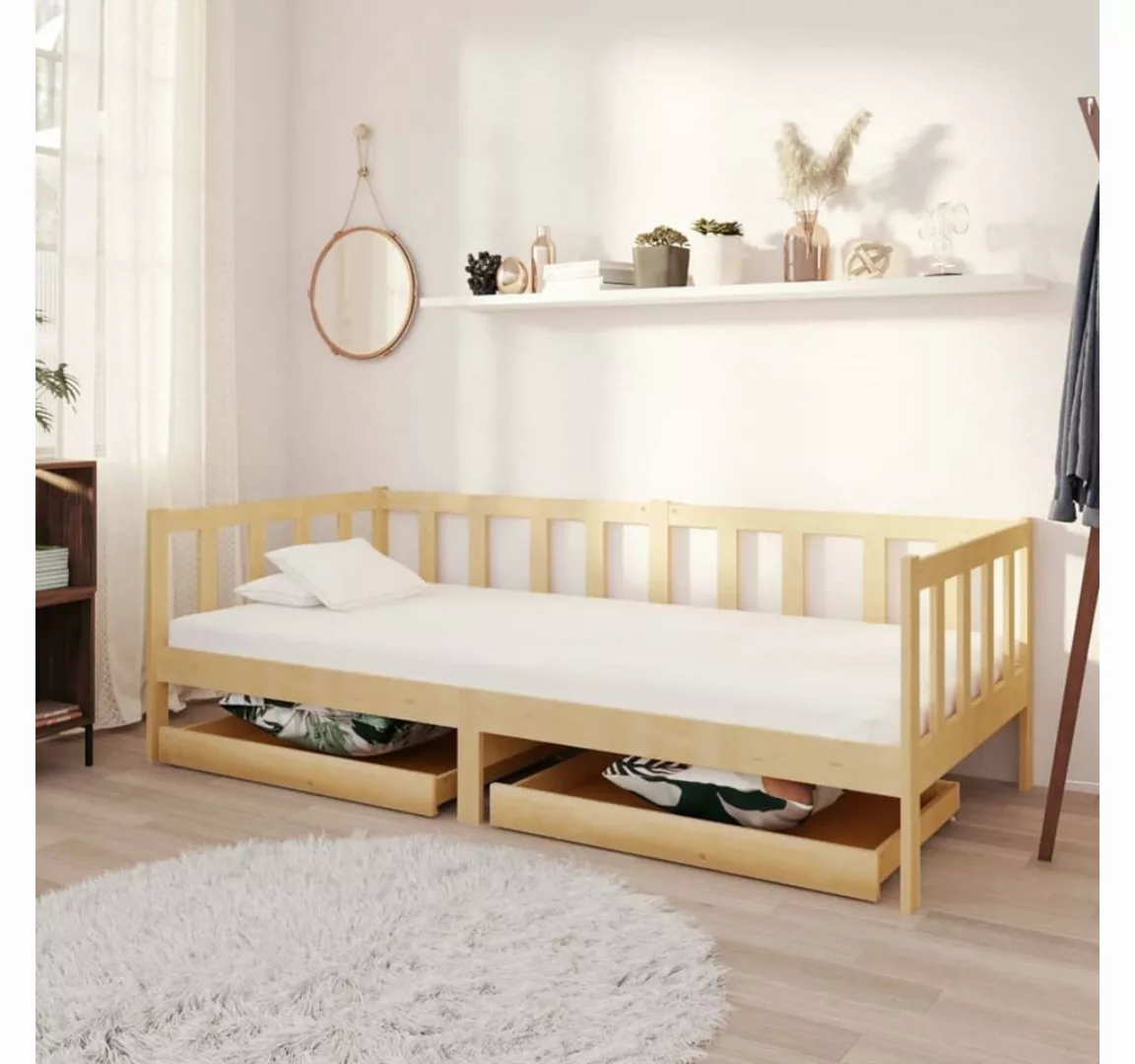 furnicato Bett Tagesbett mit Schubladen 90x200 cm Massivholz Kiefer günstig online kaufen