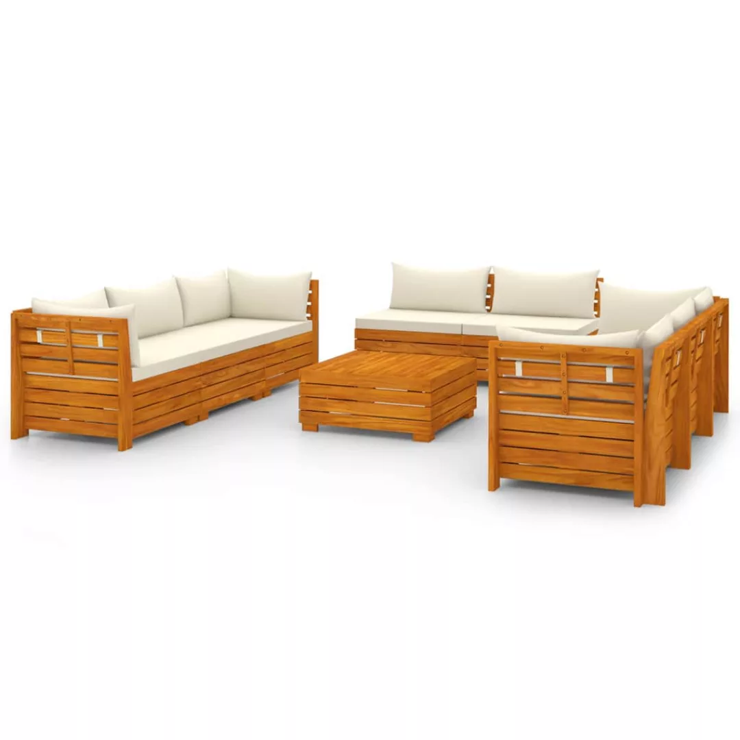 9-tlg. Garten-lounge-set Mit Kissen Massivholz Akazie günstig online kaufen