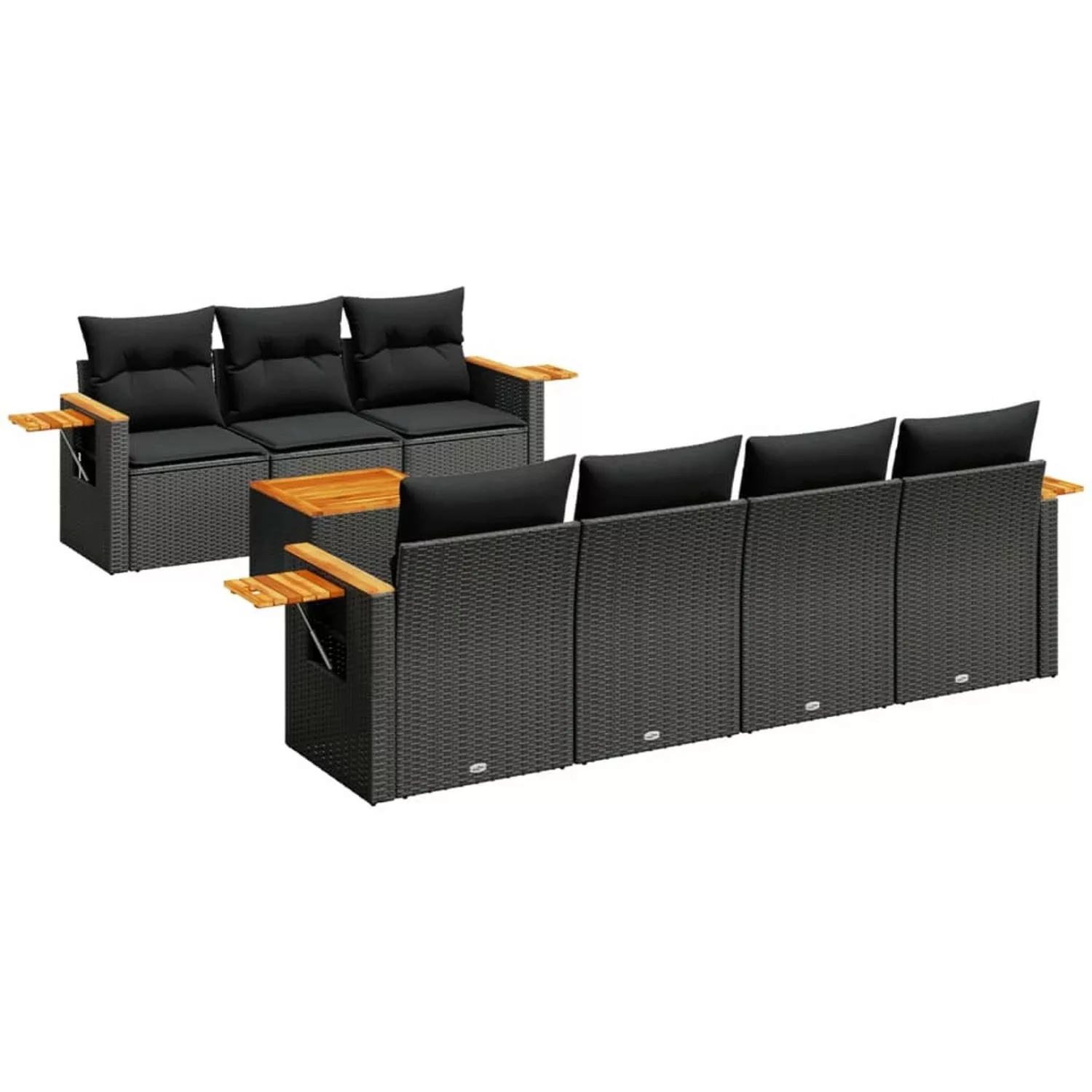 vidaXL 8-tlg Garten-Sofagarnitur mit Kissen Schwarz Poly Rattan Modell 247 günstig online kaufen