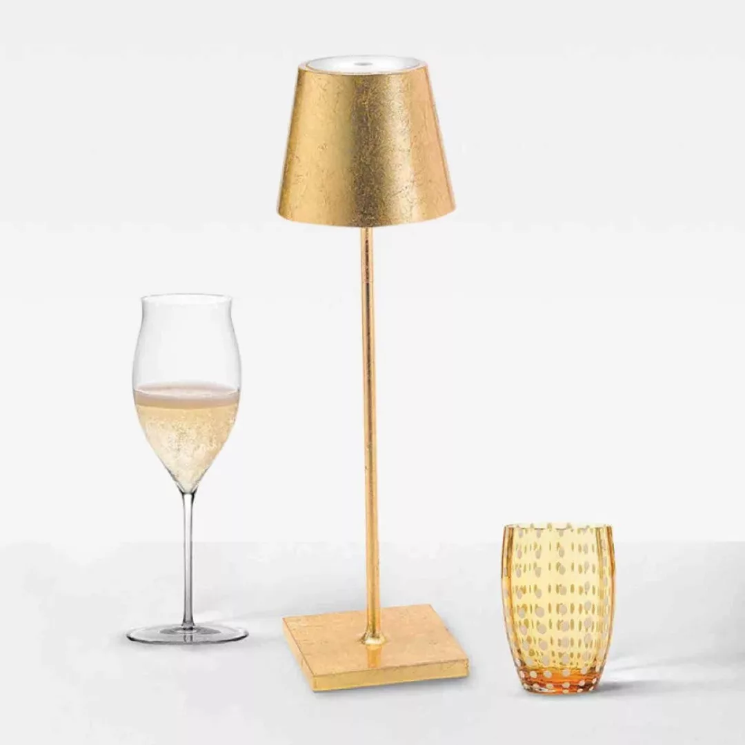Zafferano Poldina LED-Tischlampe Akku Dekor gold günstig online kaufen