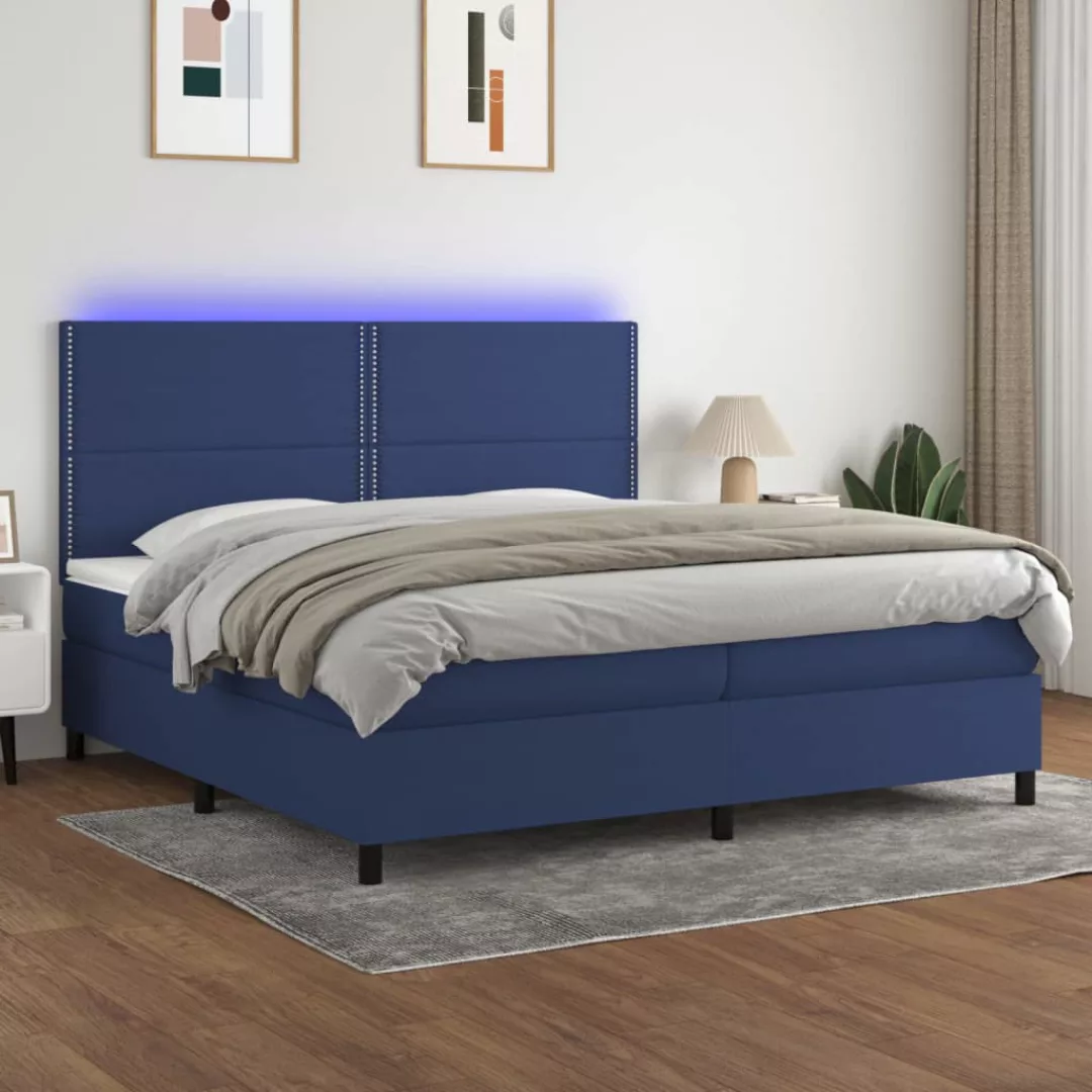 vidaXL Boxspringbett Boxspringbett mit Matratze LED Blau 200x200 cm Stoff B günstig online kaufen