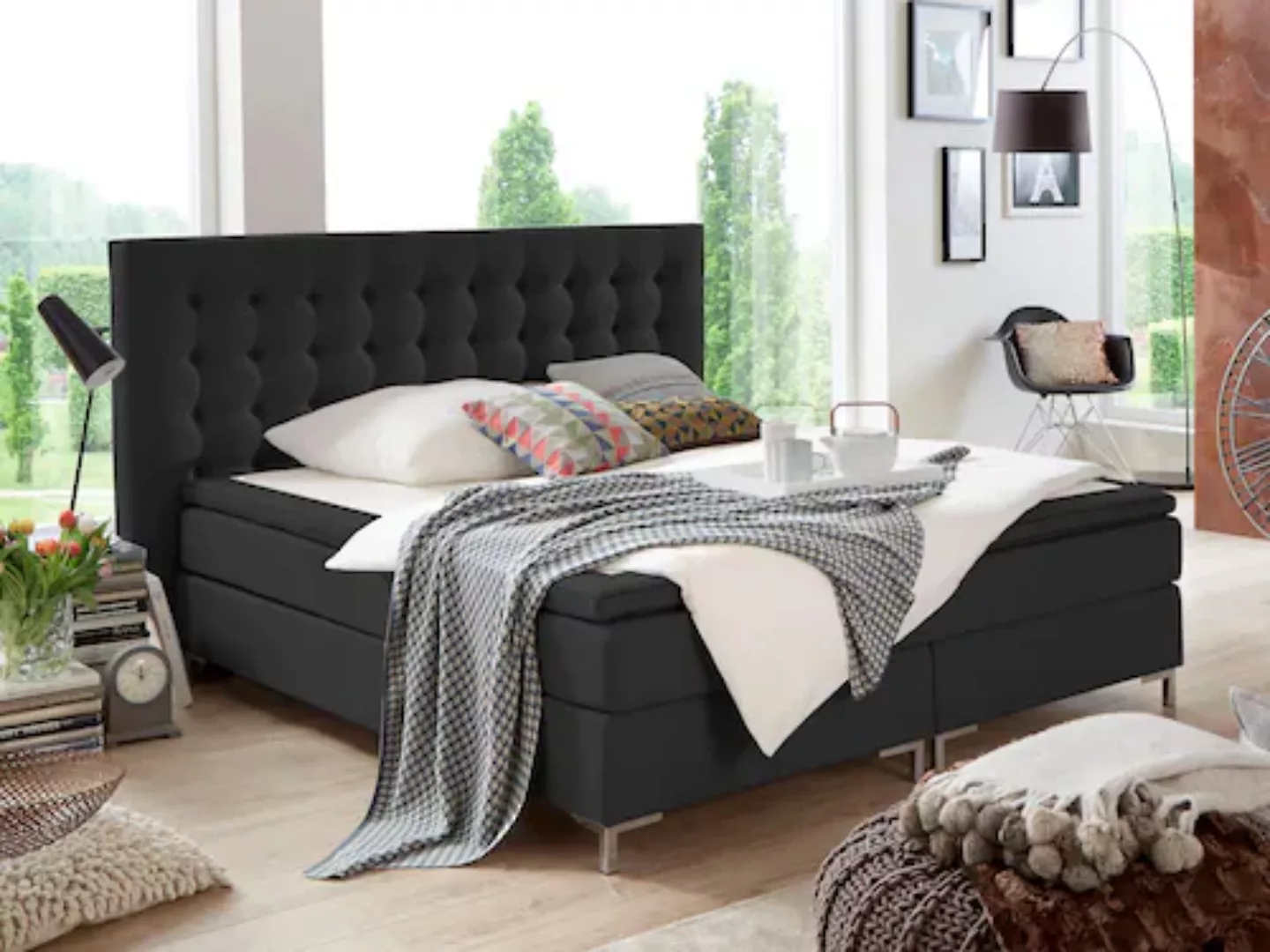 ATLANTIC home collection Boxspringbett Anni, mit Federkernmatratze und Topp günstig online kaufen