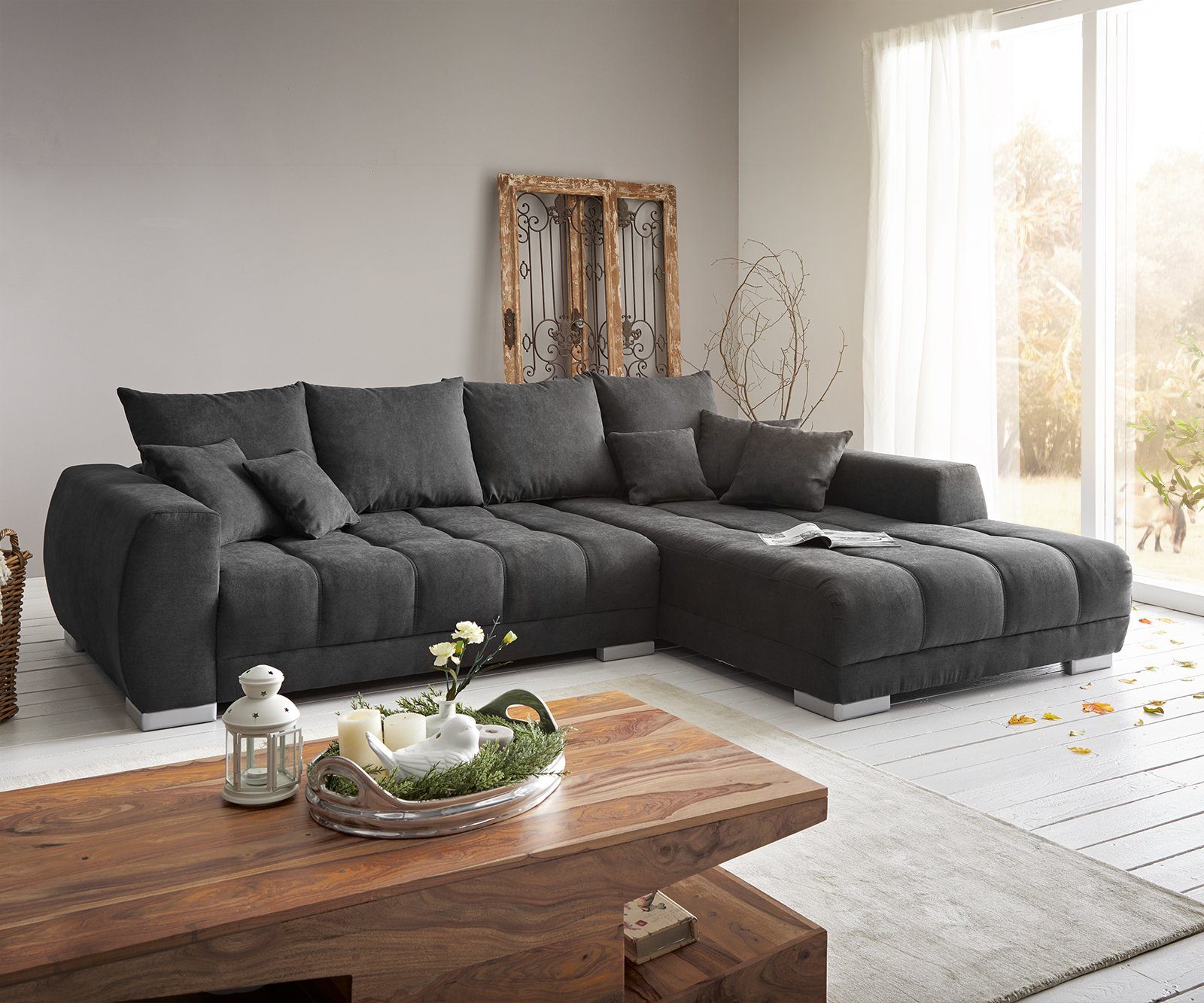 DELIFE Ecksofa Josea, Mikrofaser Schwarz 300x220 günstig online kaufen