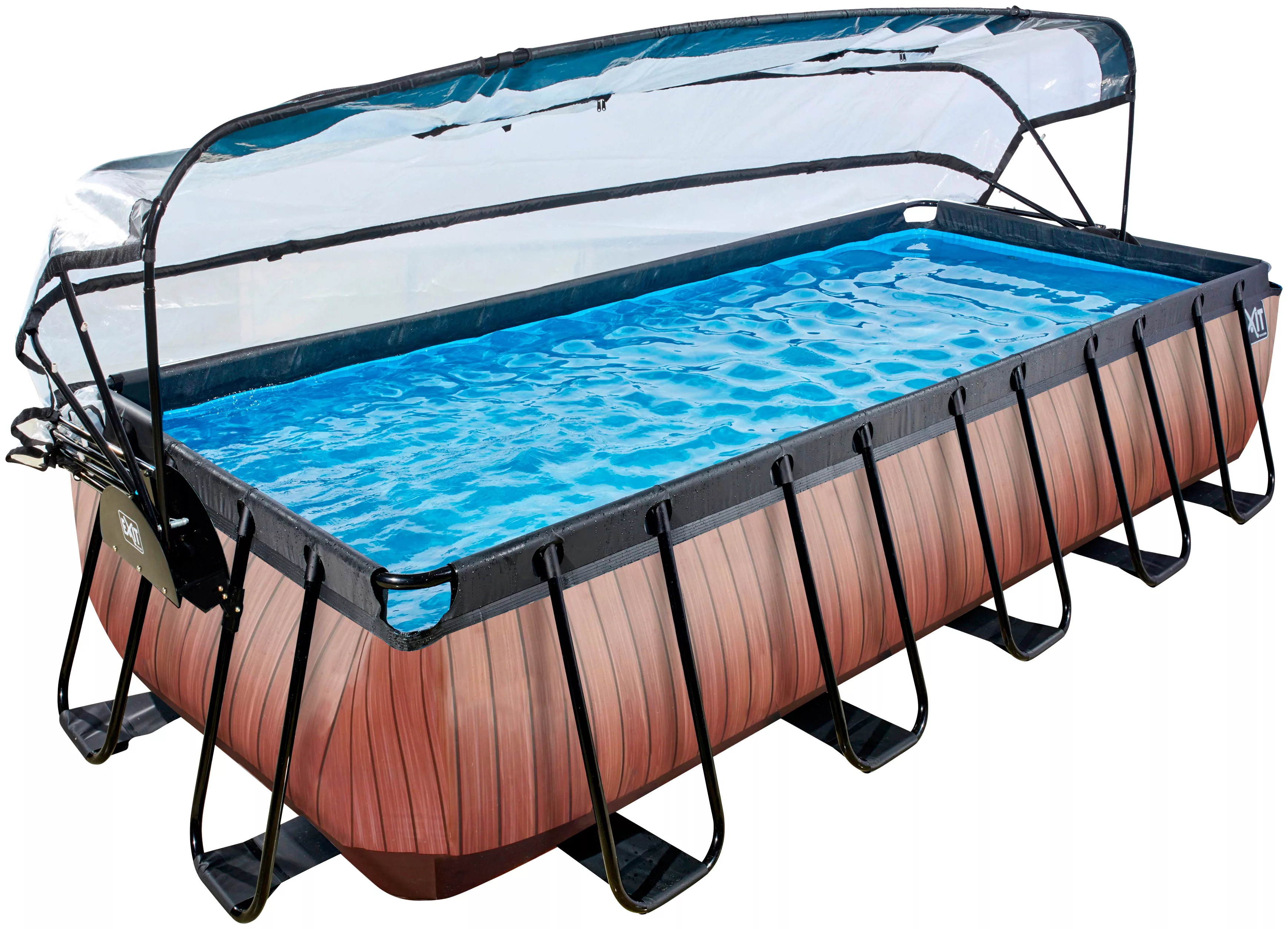 EXIT Wood Pool Braun 540x250x100cm m. Sandfilterpumpe u. Abdeckung günstig online kaufen